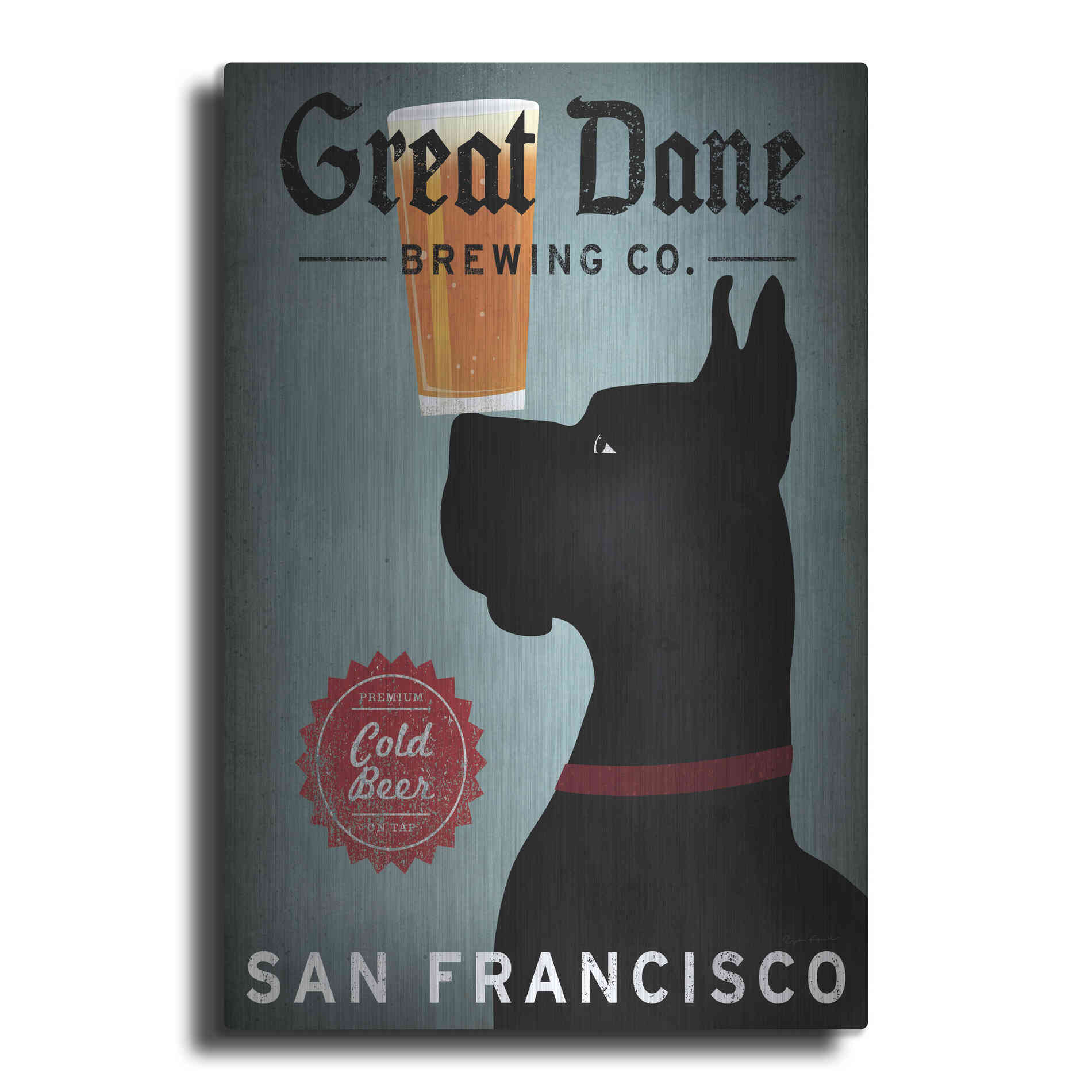 Luxe Metal Art 'Great Dane Brewing Co San Francisco' by Ryan Fowler, Metal Wall Art
