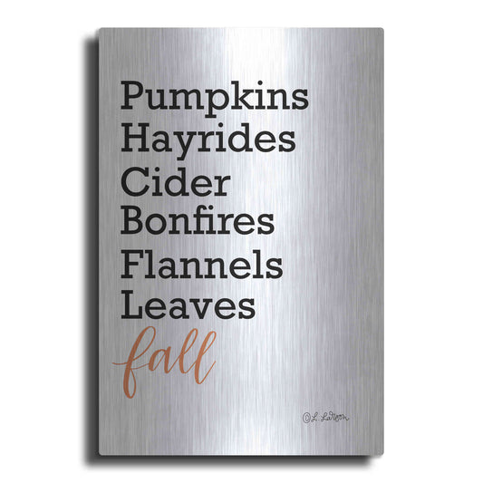Luxe Metal Art 'Fall Words' by Lisa Larson, Metal Wall Art