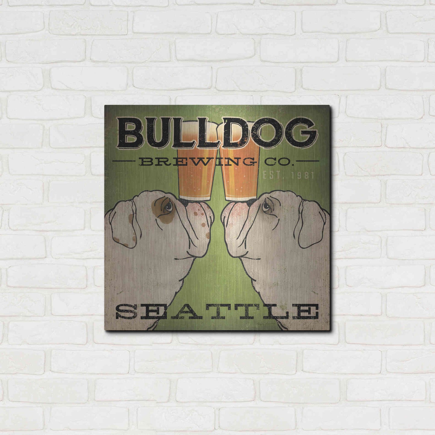 Luxe Metal Art 'Bulldog Brewing Seattle' by Ryan Fowler, Metal Wall Art,24x24