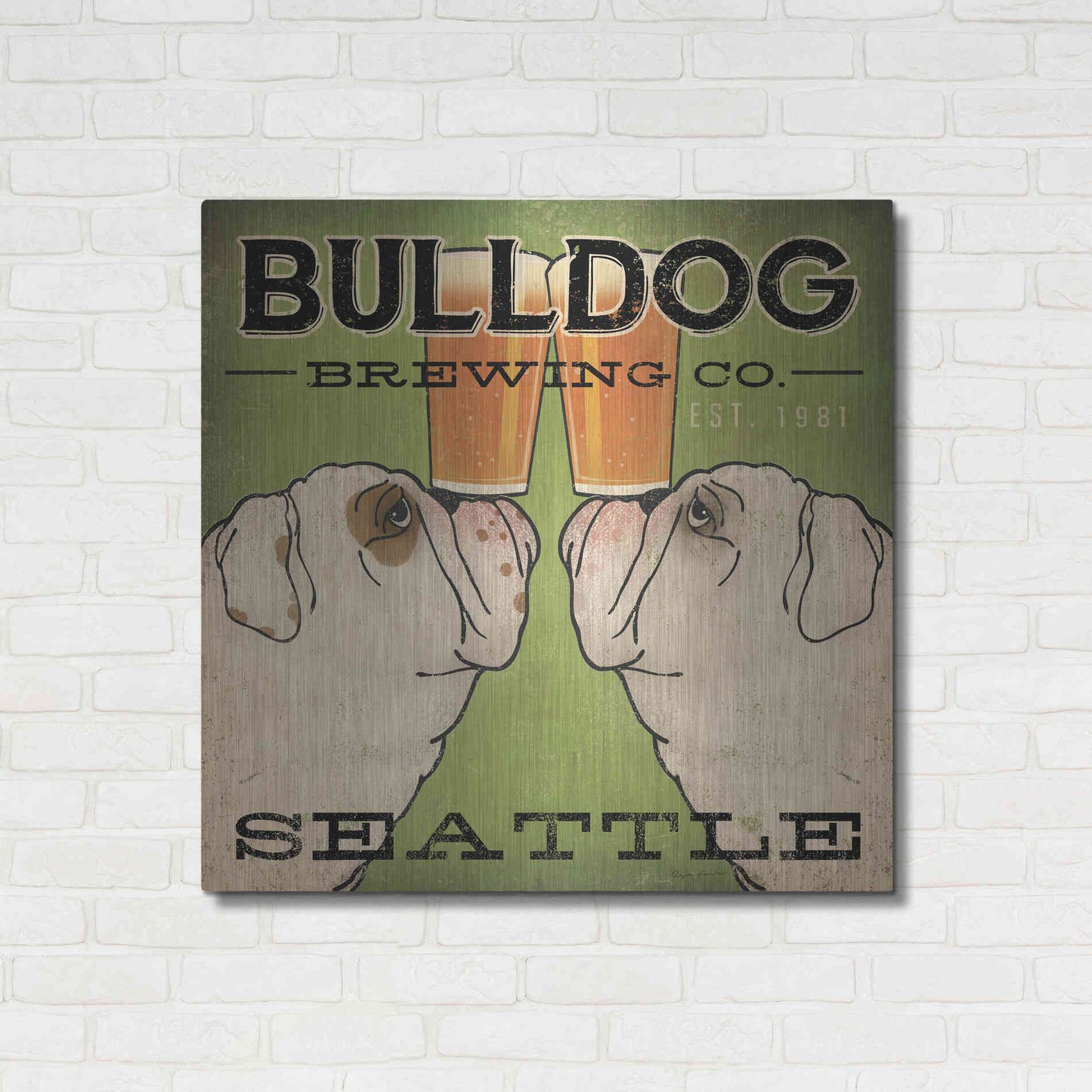 Luxe Metal Art 'Bulldog Brewing Seattle' by Ryan Fowler, Metal Wall Art,36x36