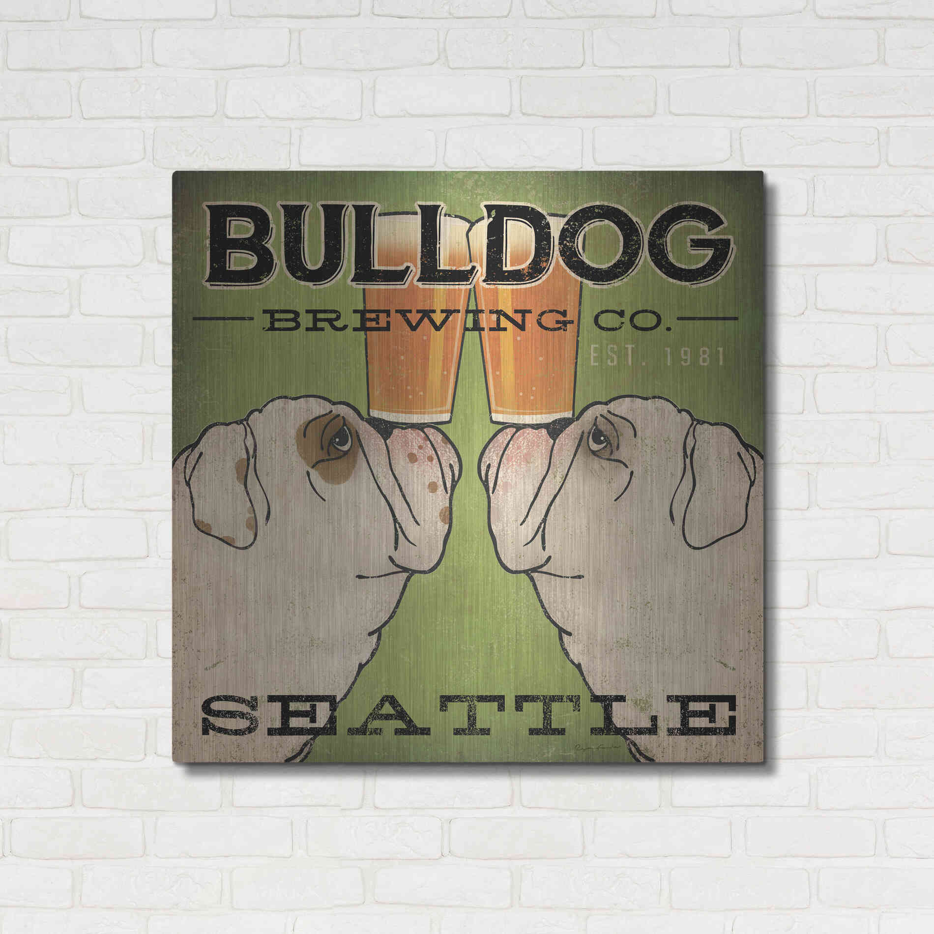 Luxe Metal Art 'Bulldog Brewing Seattle' by Ryan Fowler, Metal Wall Art,36x36