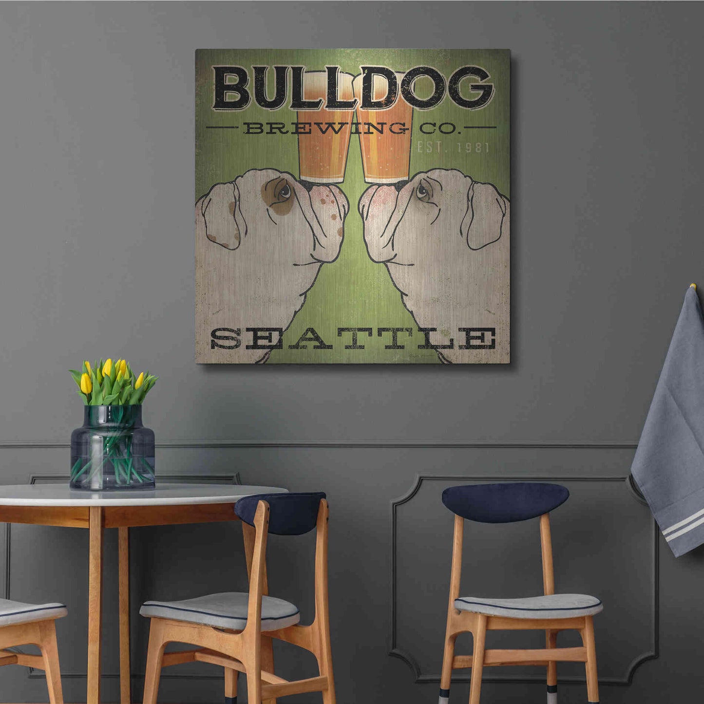 Luxe Metal Art 'Bulldog Brewing Seattle' by Ryan Fowler, Metal Wall Art,36x36