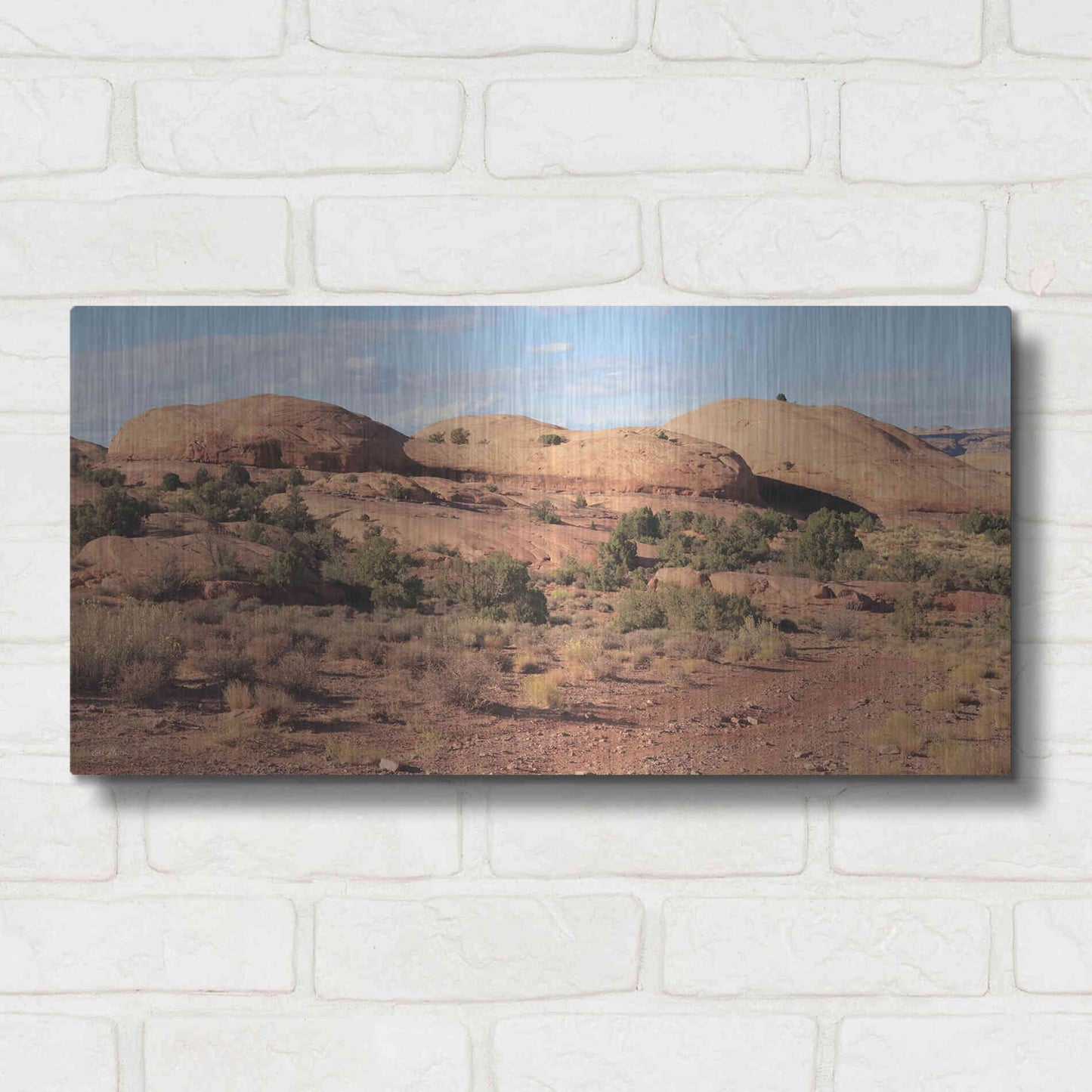 Luxe Metal Art 'Moab Sand Flats I' by Lori Deiter, Metal Wall Art,24x12