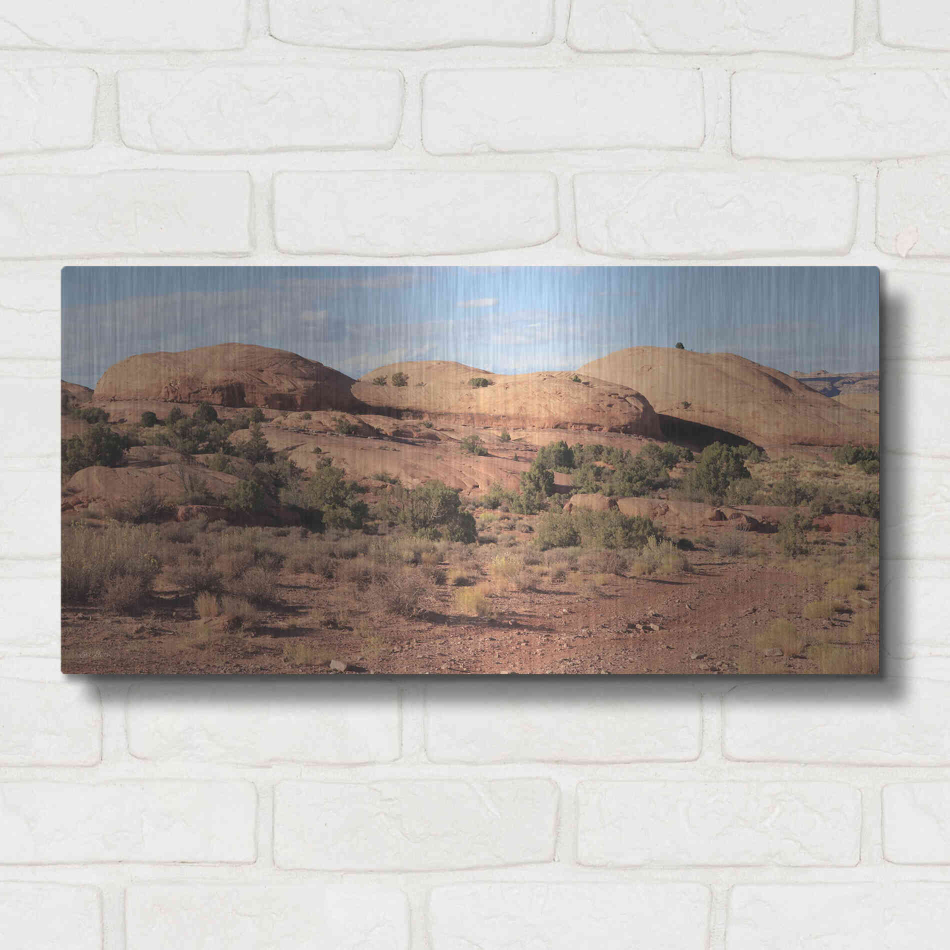 Luxe Metal Art 'Moab Sand Flats I' by Lori Deiter, Metal Wall Art,24x12