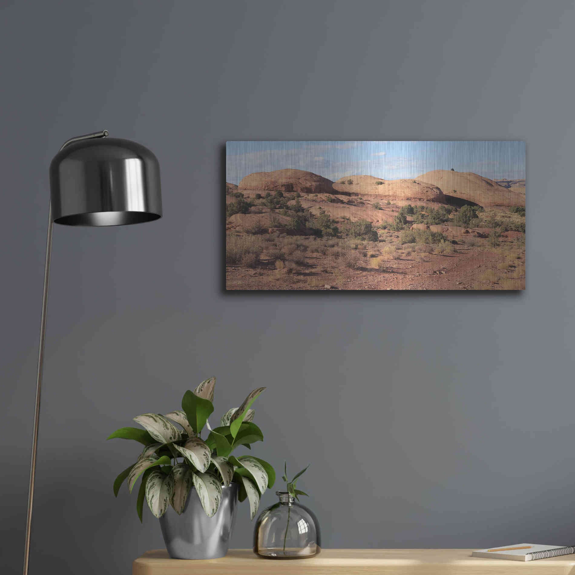 Luxe Metal Art 'Moab Sand Flats I' by Lori Deiter, Metal Wall Art,24x12