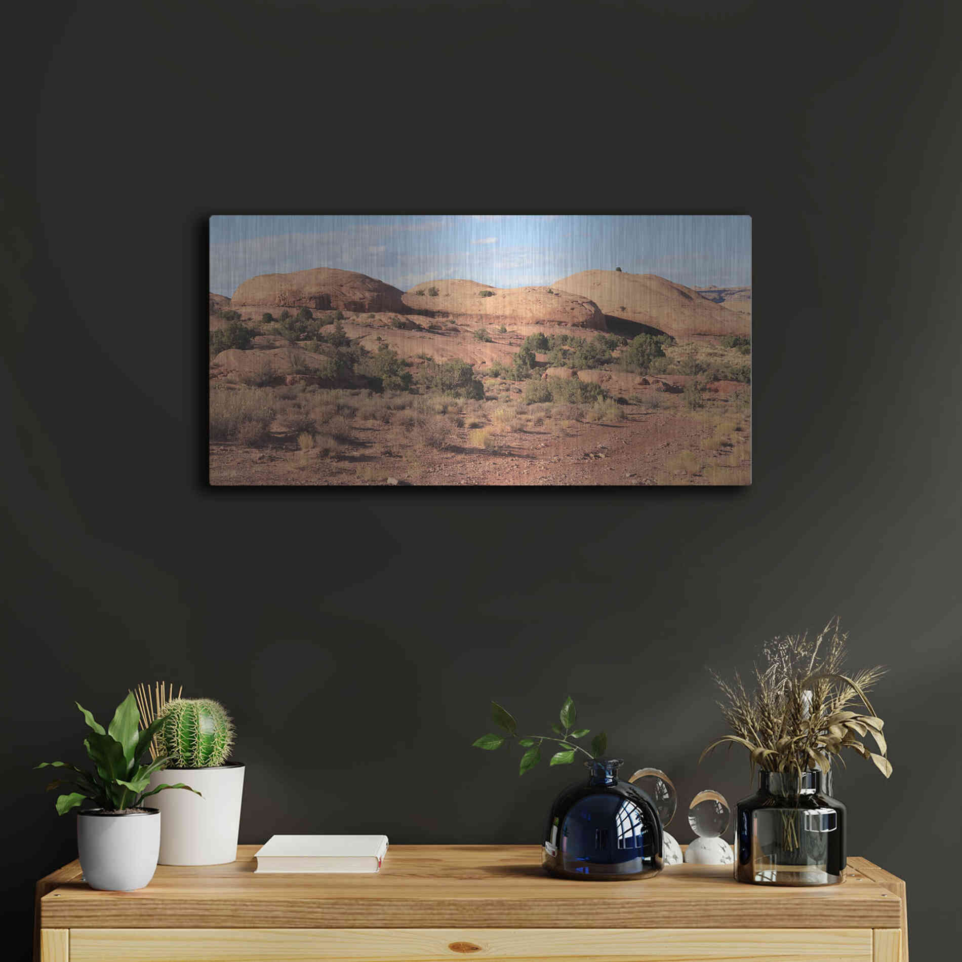Luxe Metal Art 'Moab Sand Flats I' by Lori Deiter, Metal Wall Art,24x12