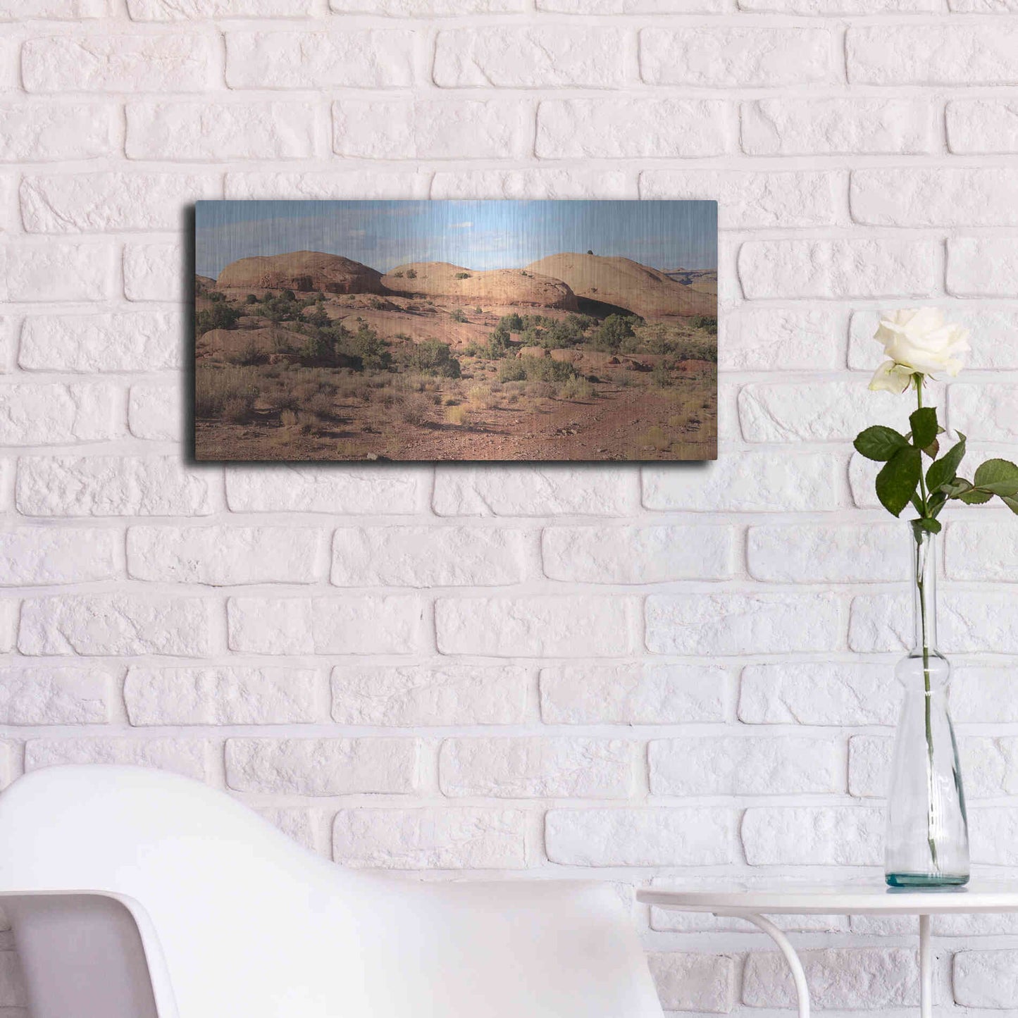Luxe Metal Art 'Moab Sand Flats I' by Lori Deiter, Metal Wall Art,24x12