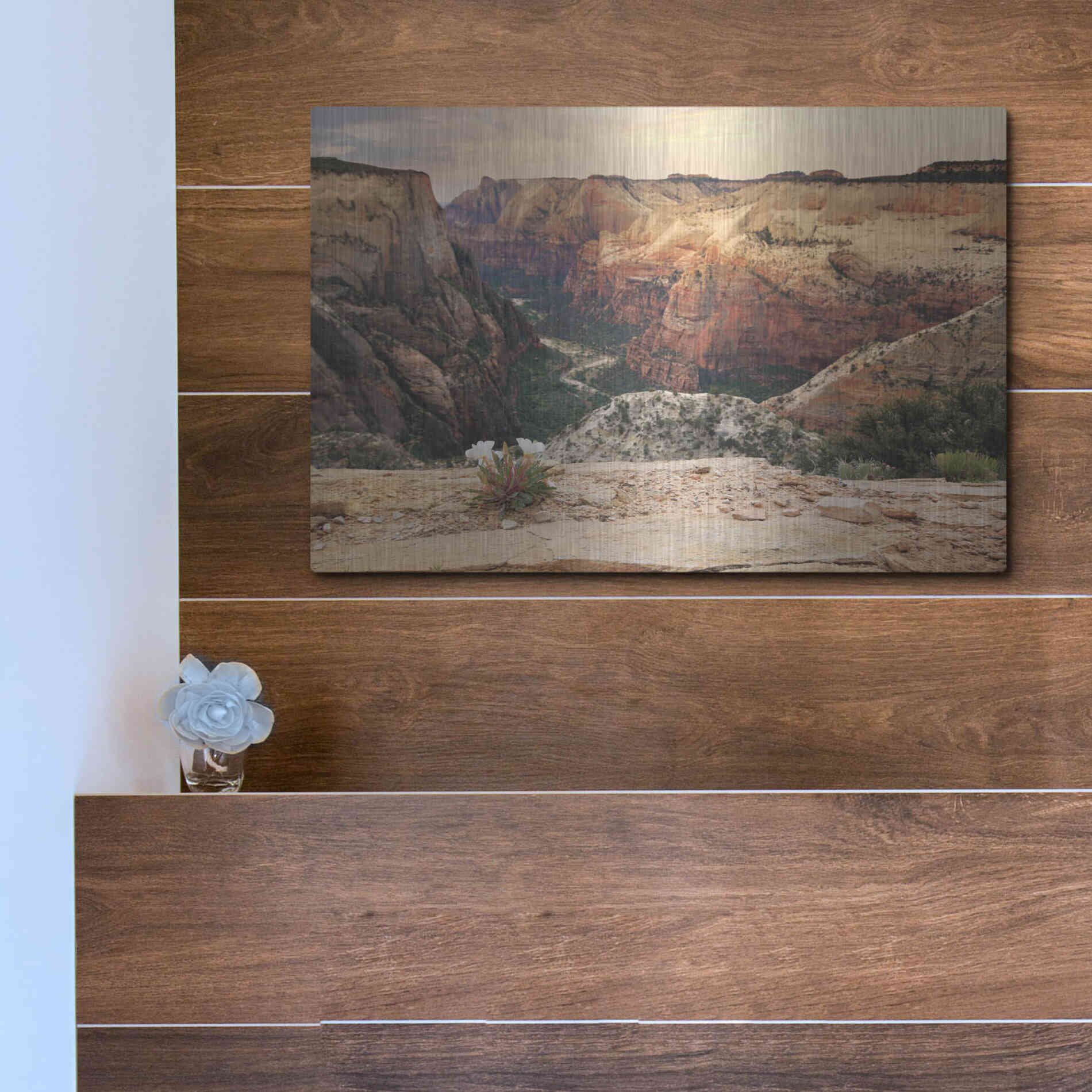 Luxe Metal Art 'Zion Desert Life' by Lori Deiter, Metal Wall Art,16x12