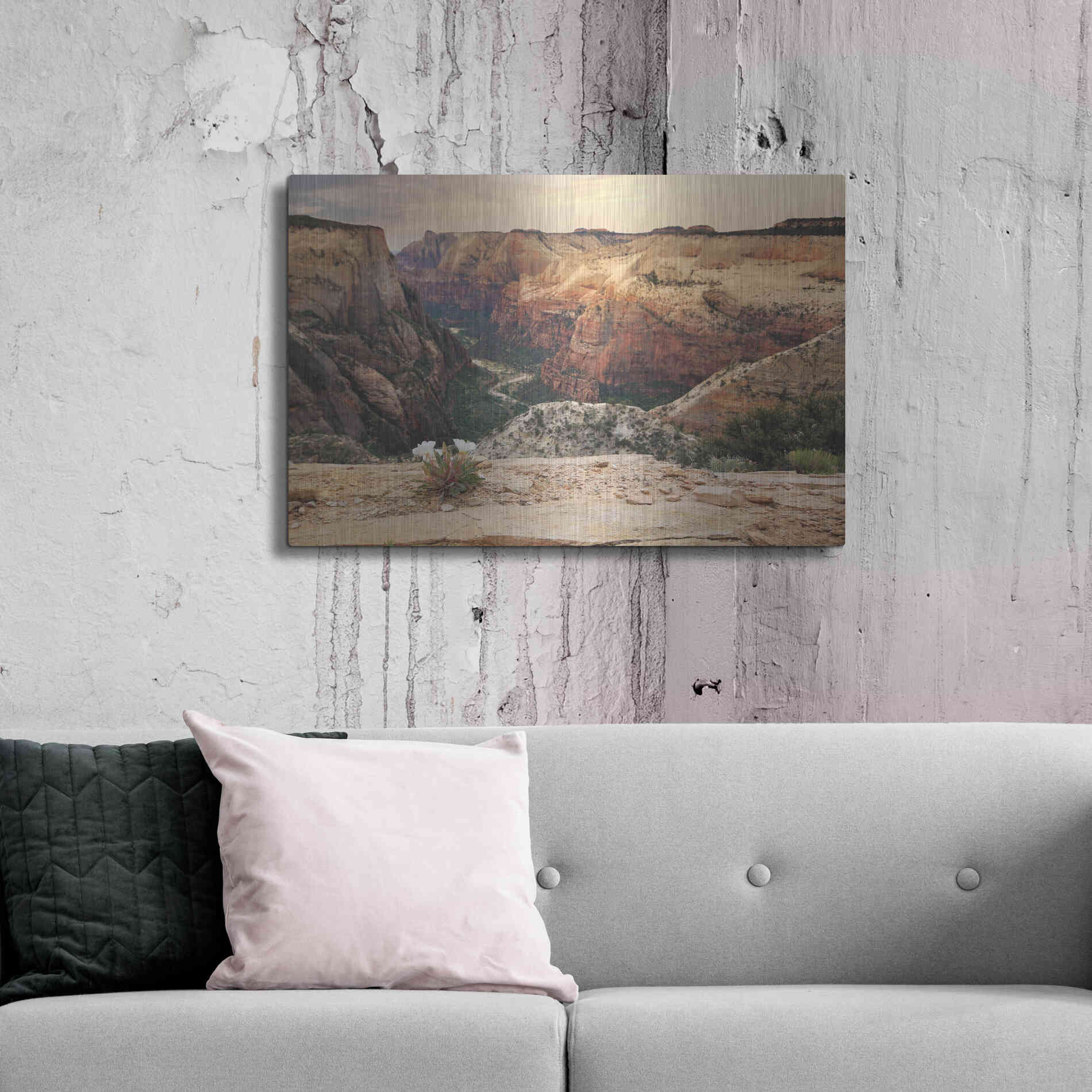 Luxe Metal Art 'Zion Desert Life' by Lori Deiter, Metal Wall Art,36x24