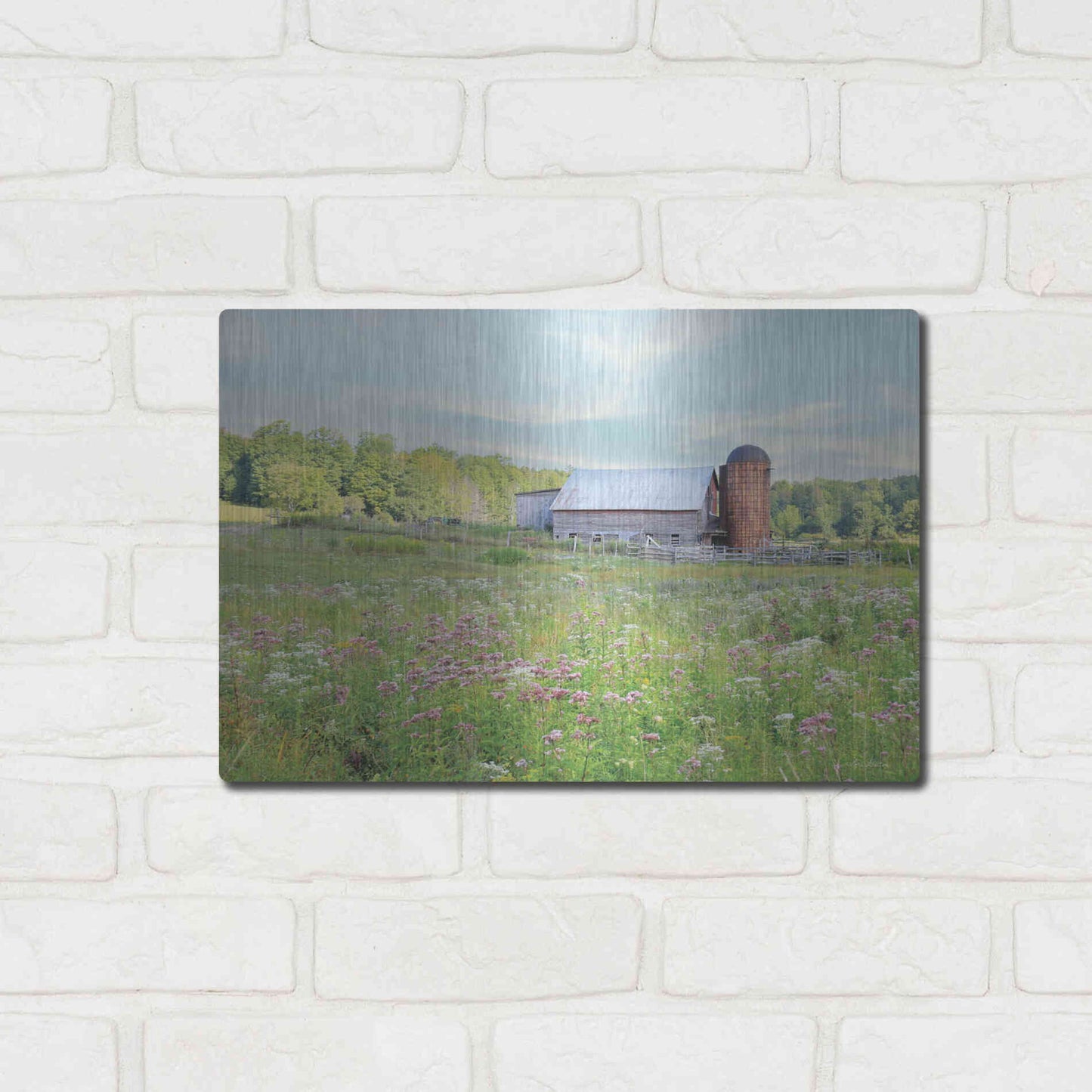 Luxe Metal Art 'Summer on the Farm' by Lori Deiter, Metal Wall Art,16x12