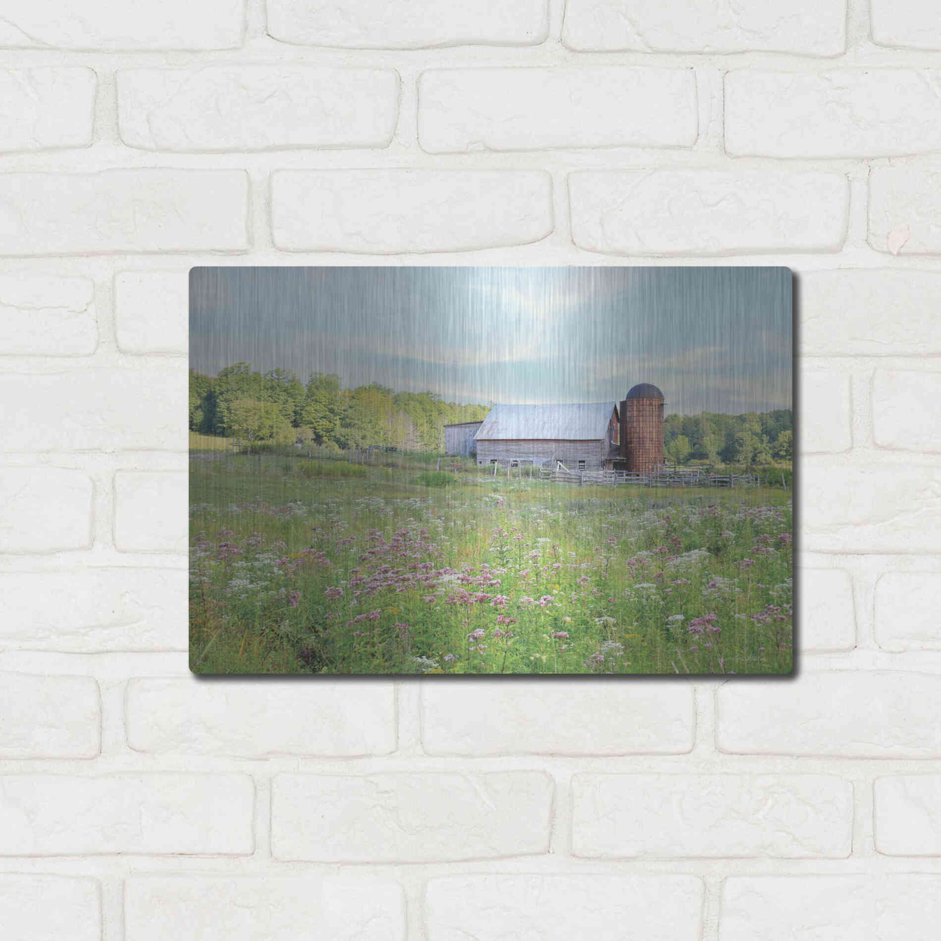 Luxe Metal Art 'Summer on the Farm' by Lori Deiter, Metal Wall Art,16x12