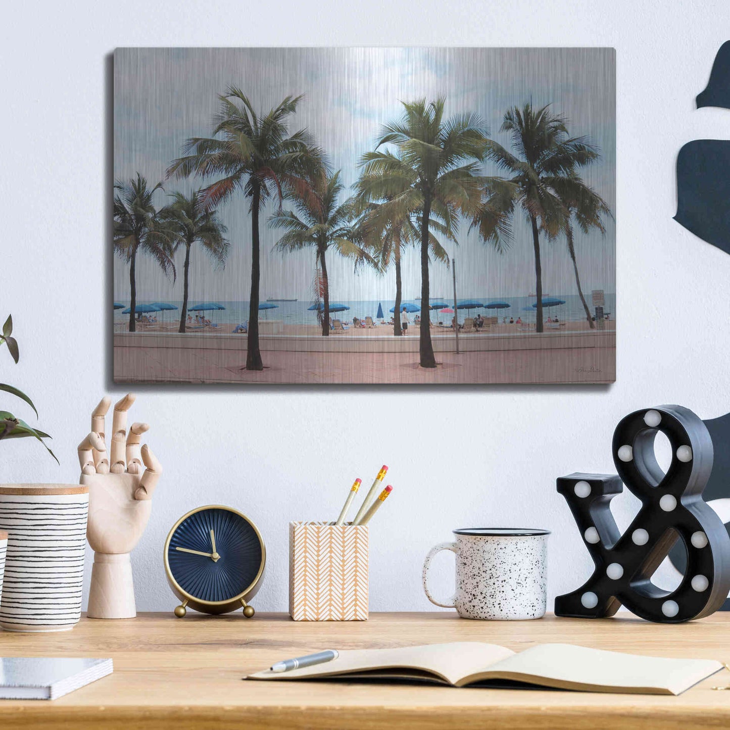 Luxe Metal Art 'Florida Palms' by Lori Deiter, Metal Wall Art,16x12