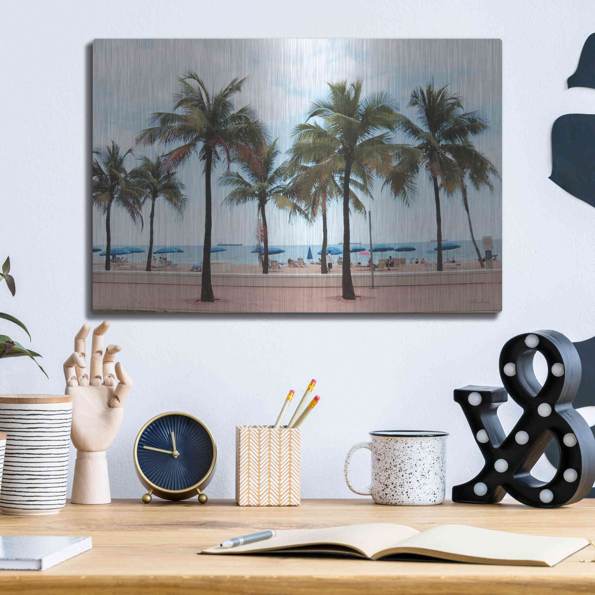 Luxe Metal Art 'Florida Palms' by Lori Deiter, Metal Wall Art,16x12