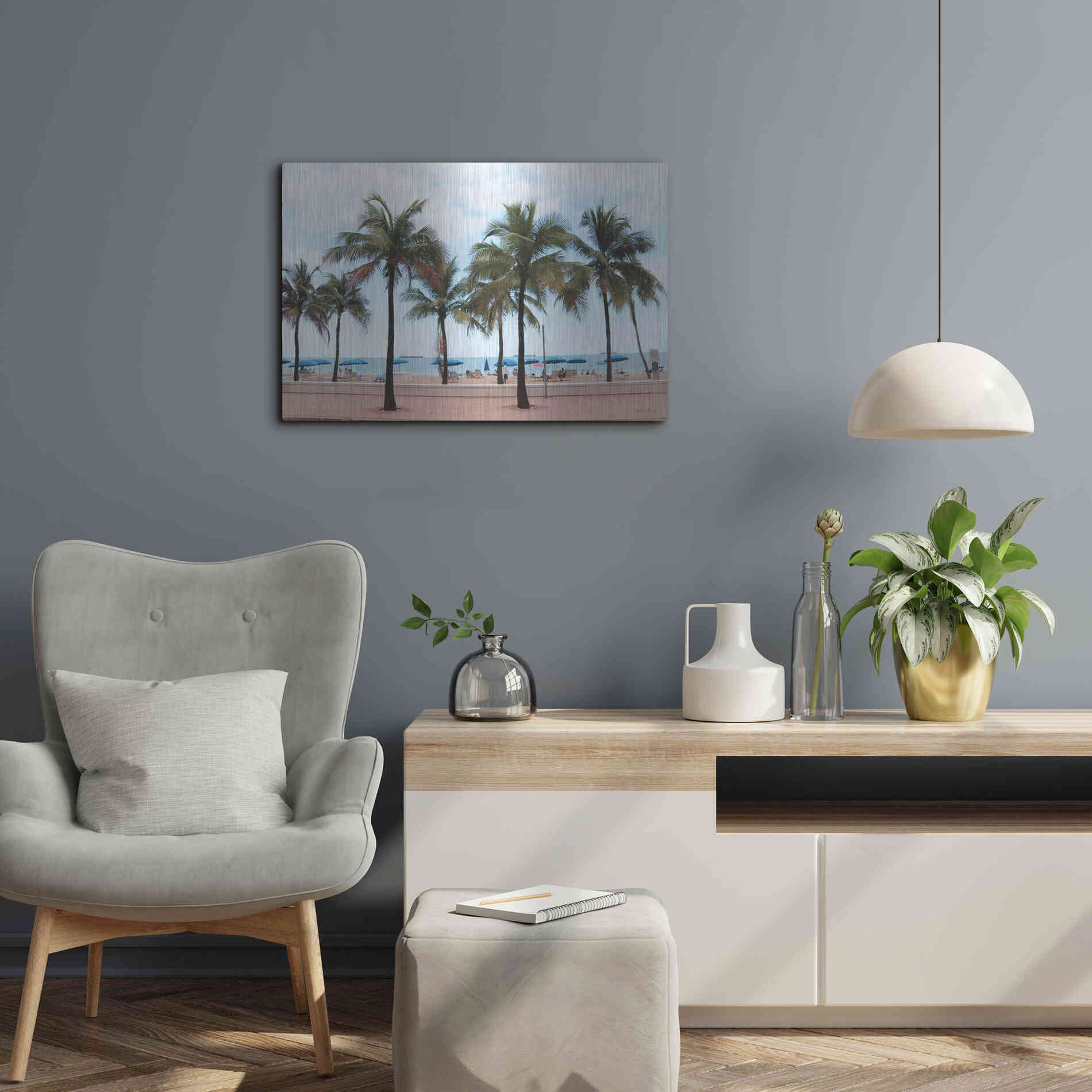 Luxe Metal Art 'Florida Palms' by Lori Deiter, Metal Wall Art,24x16
