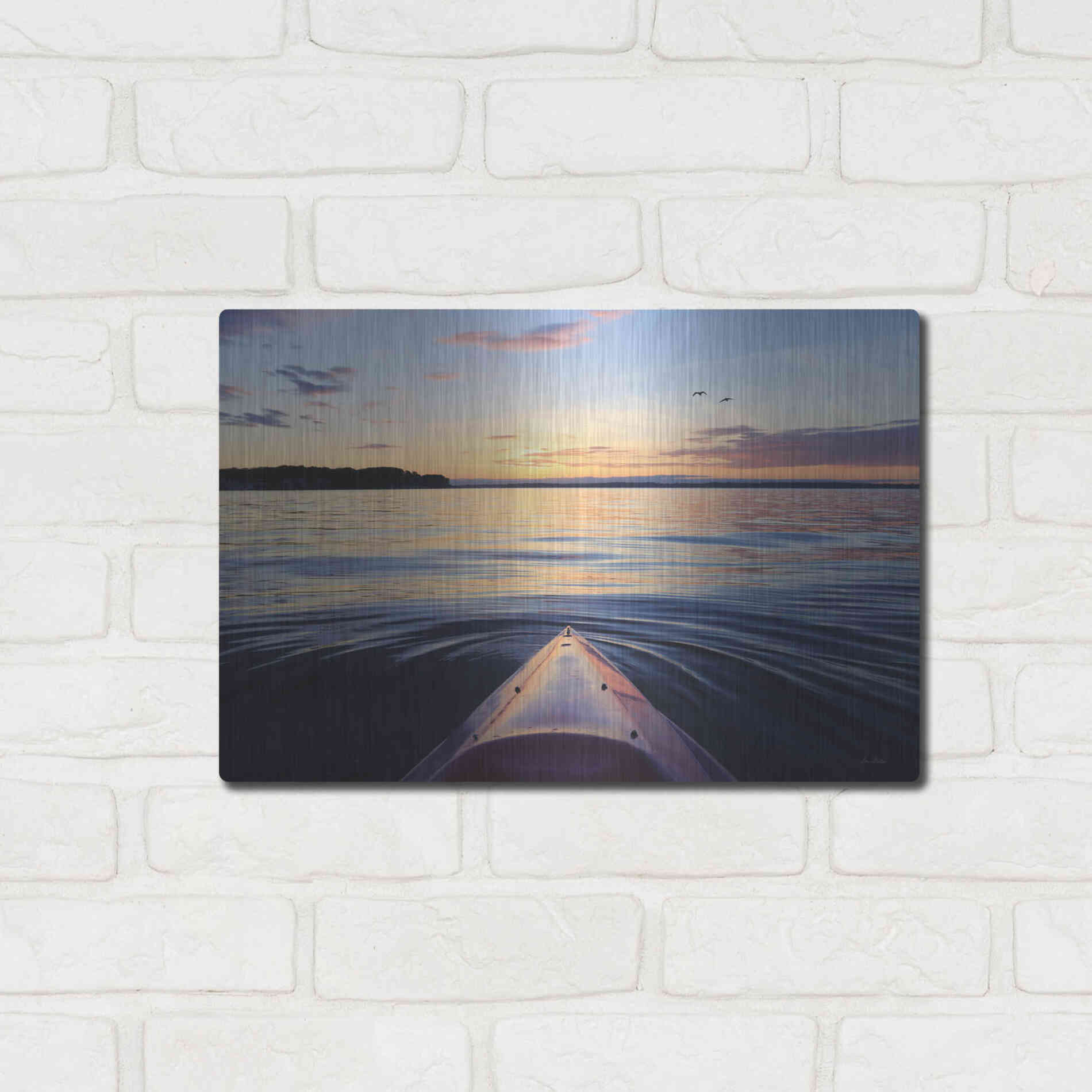 Luxe Metal Art 'Kayaking on French Bay' by Lori Deiter, Metal Wall Art,16x12