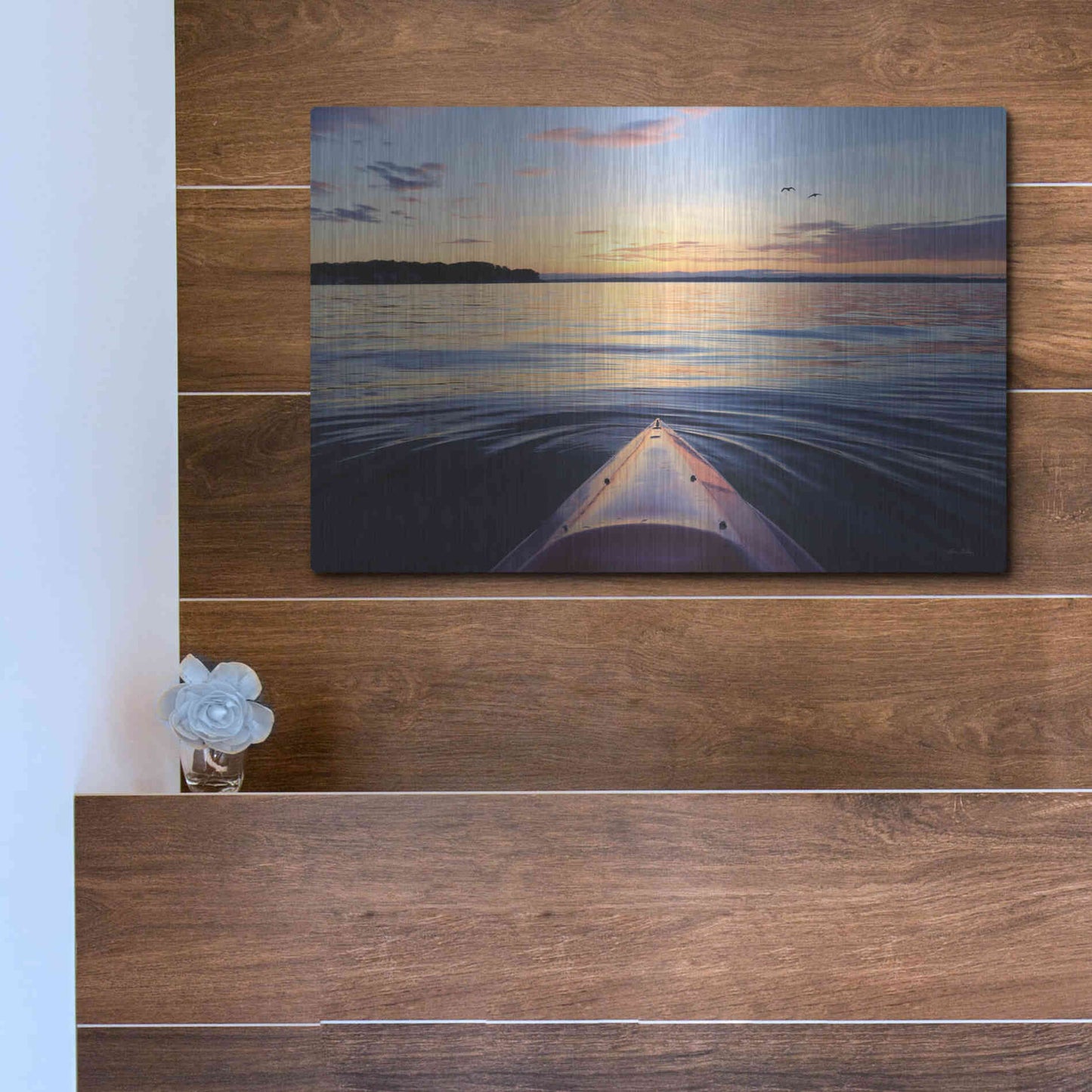 Luxe Metal Art 'Kayaking on French Bay' by Lori Deiter, Metal Wall Art,16x12