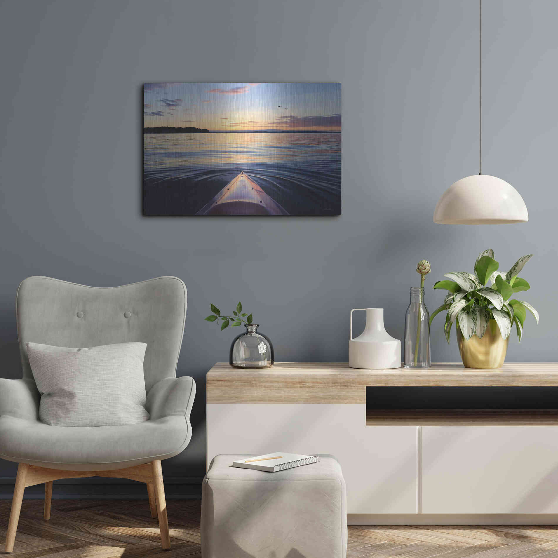 Luxe Metal Art 'Kayaking on French Bay' by Lori Deiter, Metal Wall Art,24x16