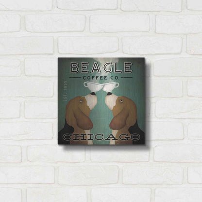 Luxe Metal Art 'Beagle Coffee Co Chicago' by Ryan Fowler, Metal Wall Art,12x12