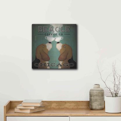 Luxe Metal Art 'Beagle Coffee Co Chicago' by Ryan Fowler, Metal Wall Art,12x12