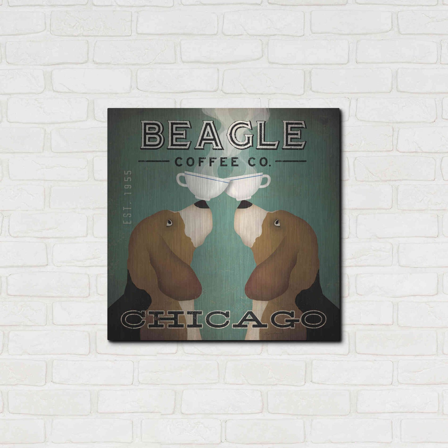 Luxe Metal Art 'Beagle Coffee Co Chicago' by Ryan Fowler, Metal Wall Art,24x24