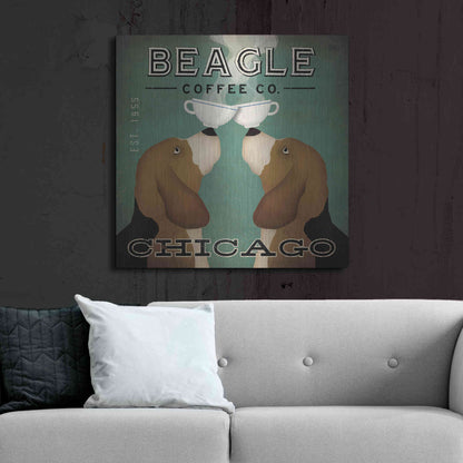 Luxe Metal Art 'Beagle Coffee Co Chicago' by Ryan Fowler, Metal Wall Art,36x36