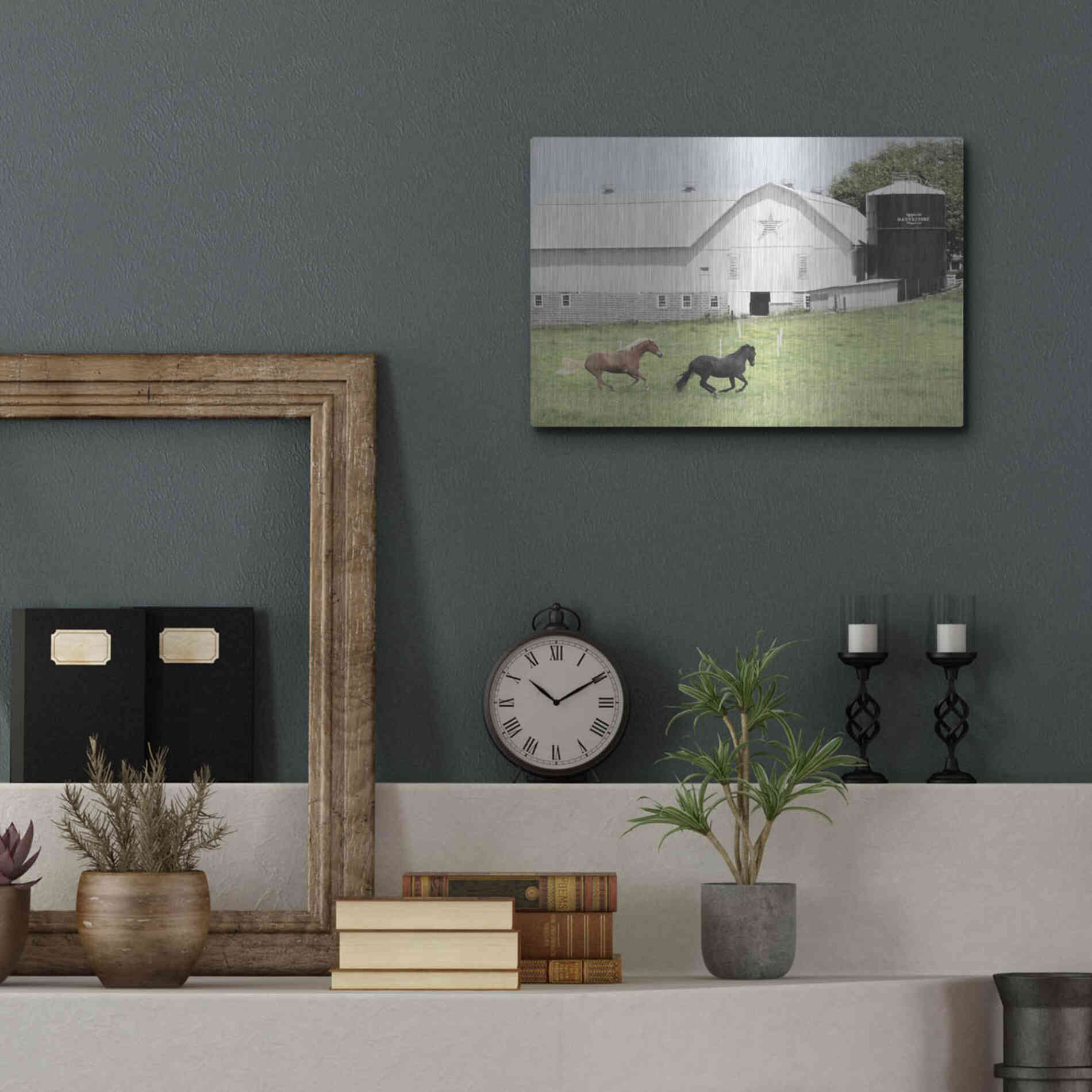 Luxe Metal Art 'Afternoon Run on the Farm' by Lori Deiter, Metal Wall Art,16x12