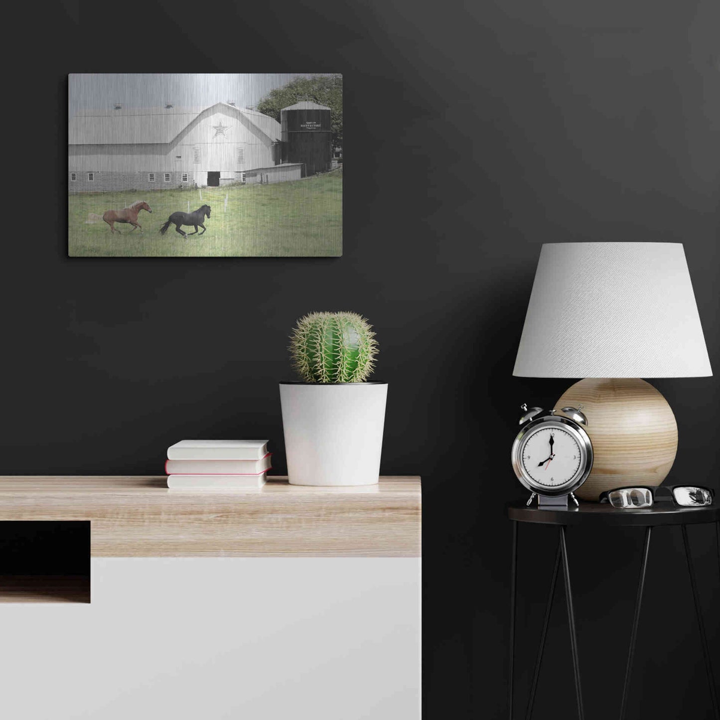 Luxe Metal Art 'Afternoon Run on the Farm' by Lori Deiter, Metal Wall Art,24x16