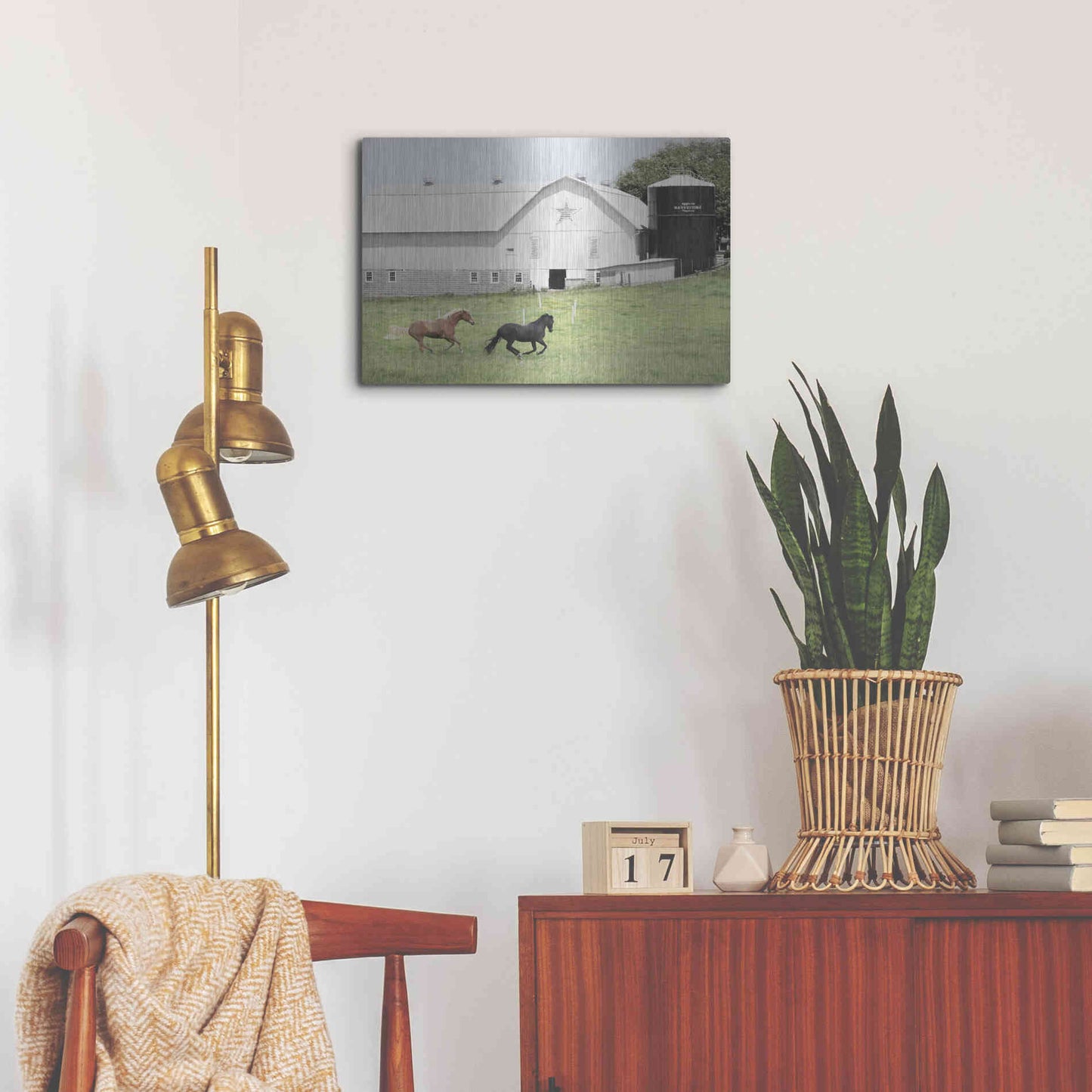 Luxe Metal Art 'Afternoon Run on the Farm' by Lori Deiter, Metal Wall Art,24x16