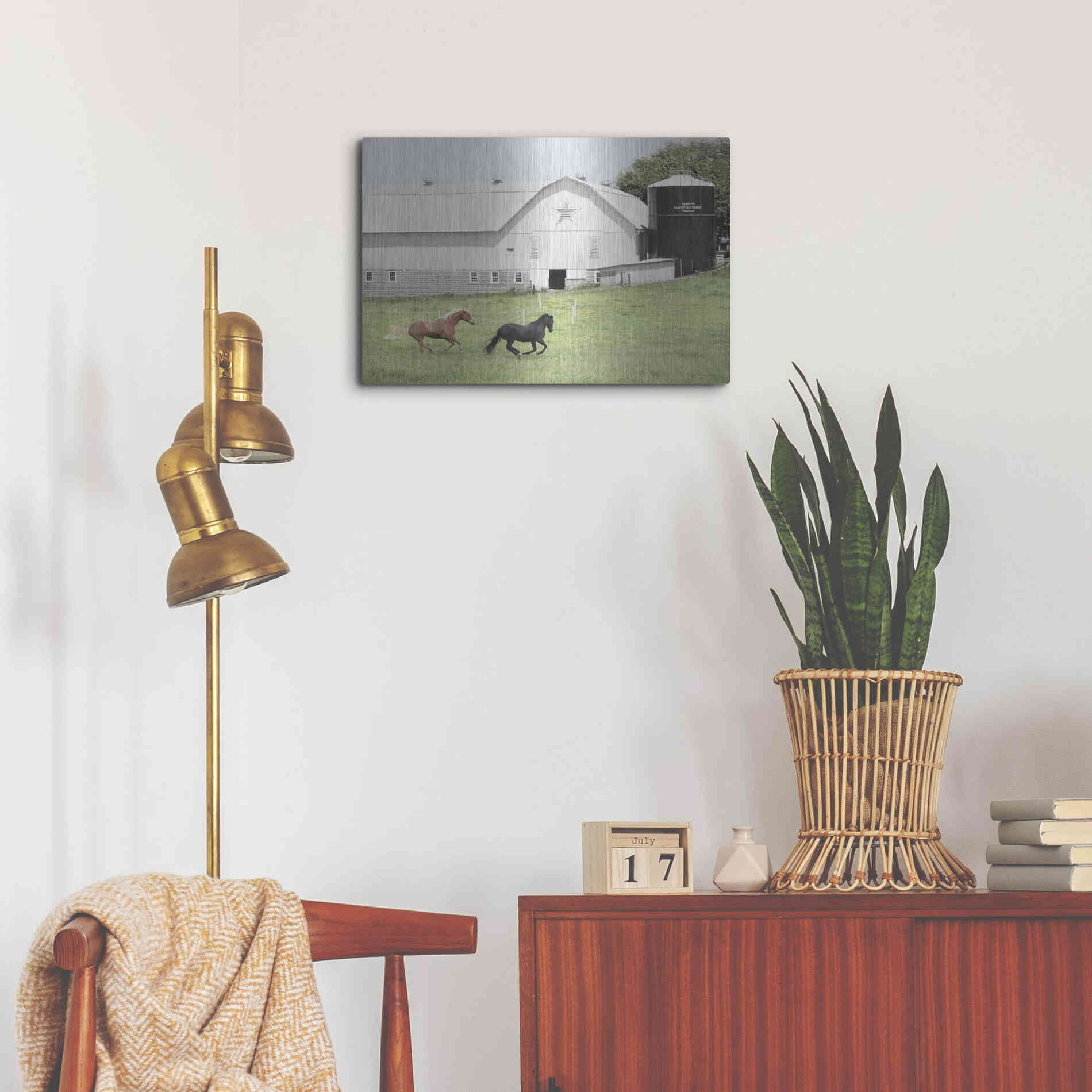 Luxe Metal Art 'Afternoon Run on the Farm' by Lori Deiter, Metal Wall Art,24x16