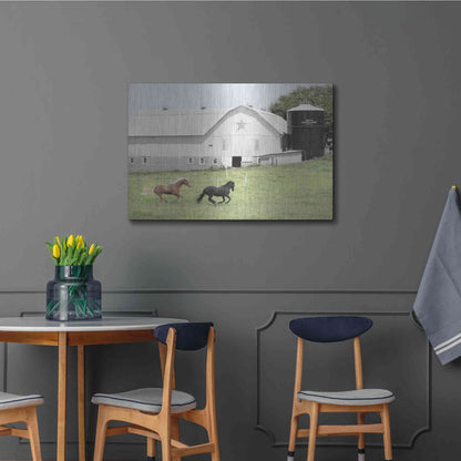 Luxe Metal Art 'Afternoon Run on the Farm' by Lori Deiter, Metal Wall Art,36x24