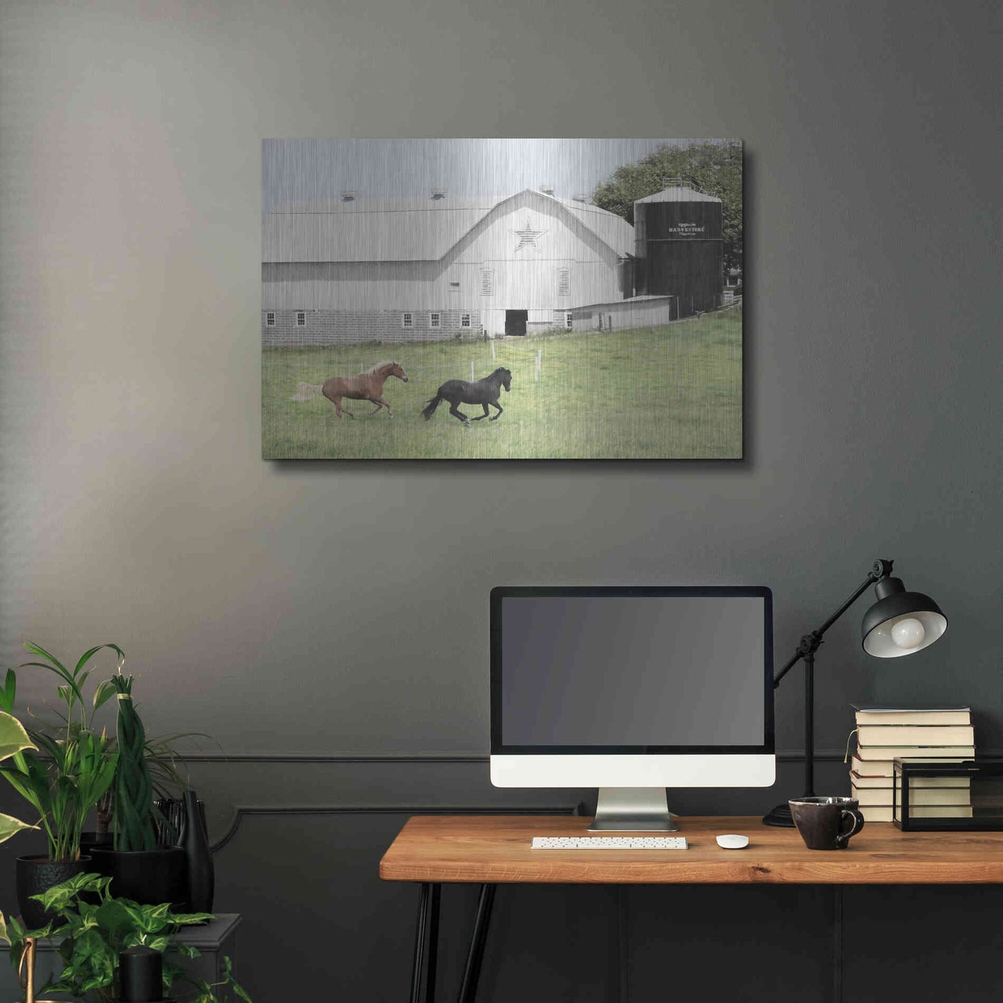 Luxe Metal Art 'Afternoon Run on the Farm' by Lori Deiter, Metal Wall Art,36x24
