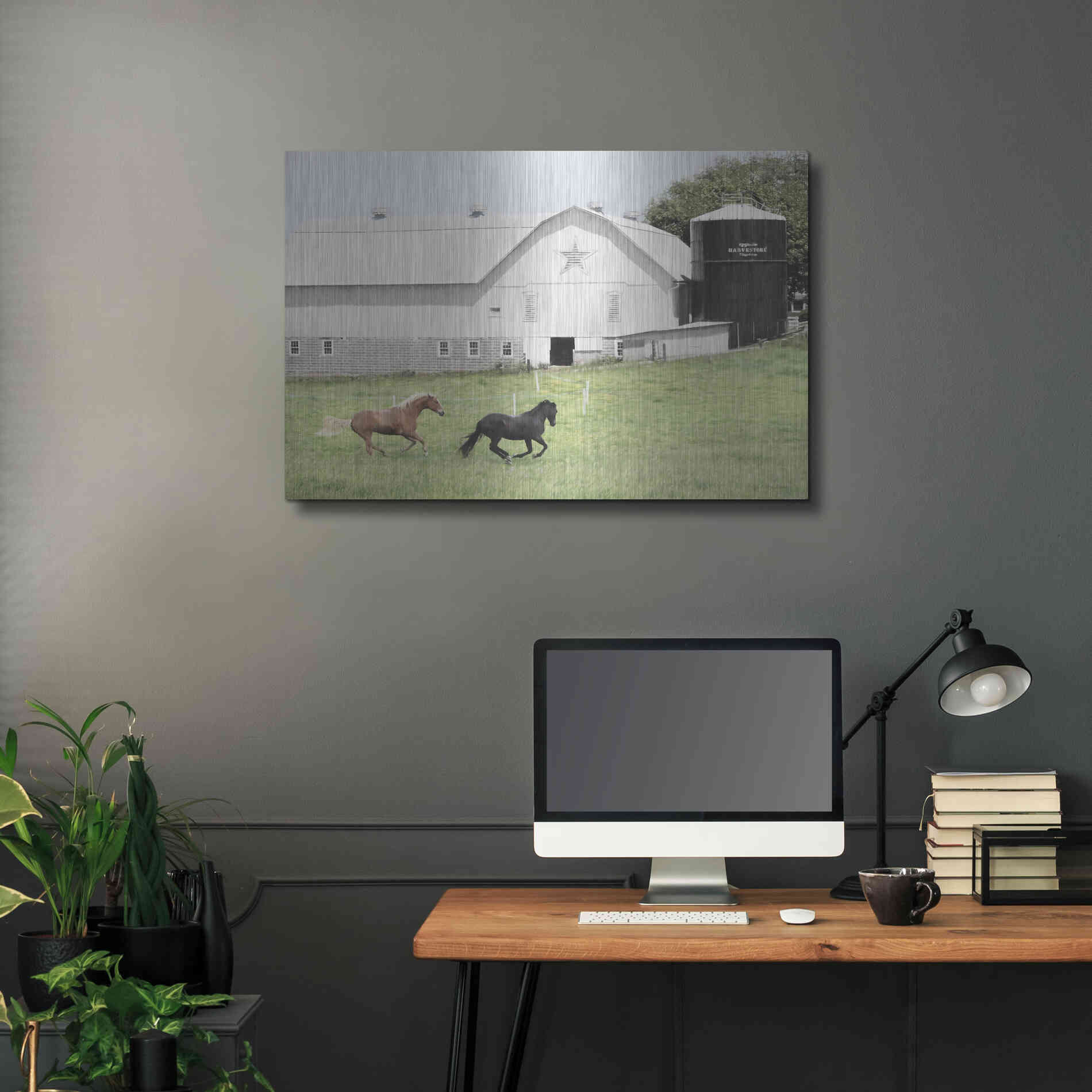 Luxe Metal Art 'Afternoon Run on the Farm' by Lori Deiter, Metal Wall Art,36x24