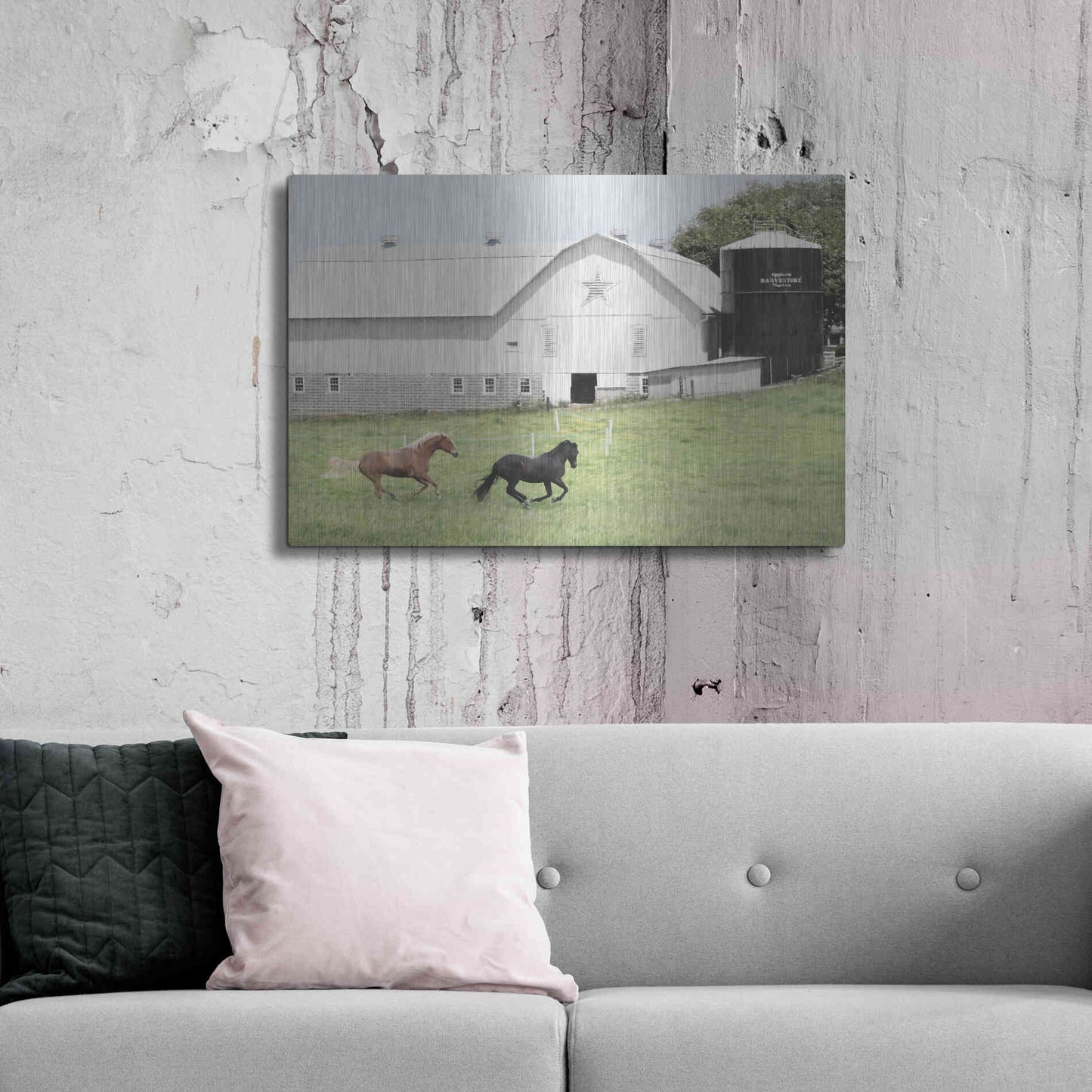 Luxe Metal Art 'Afternoon Run on the Farm' by Lori Deiter, Metal Wall Art,36x24