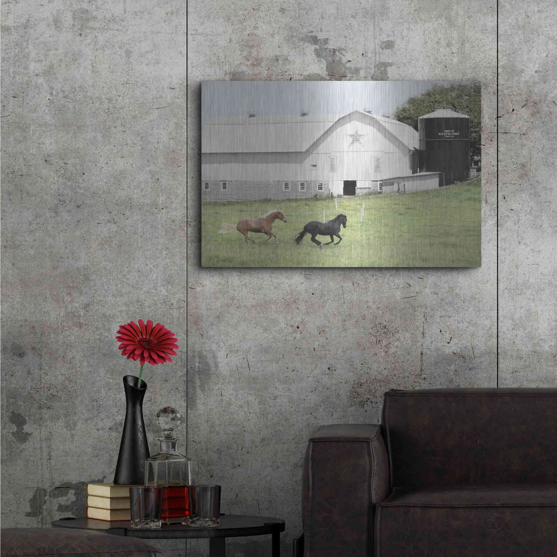 Luxe Metal Art 'Afternoon Run on the Farm' by Lori Deiter, Metal Wall Art,36x24