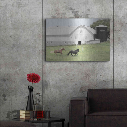 Luxe Metal Art 'Afternoon Run on the Farm' by Lori Deiter, Metal Wall Art,36x24