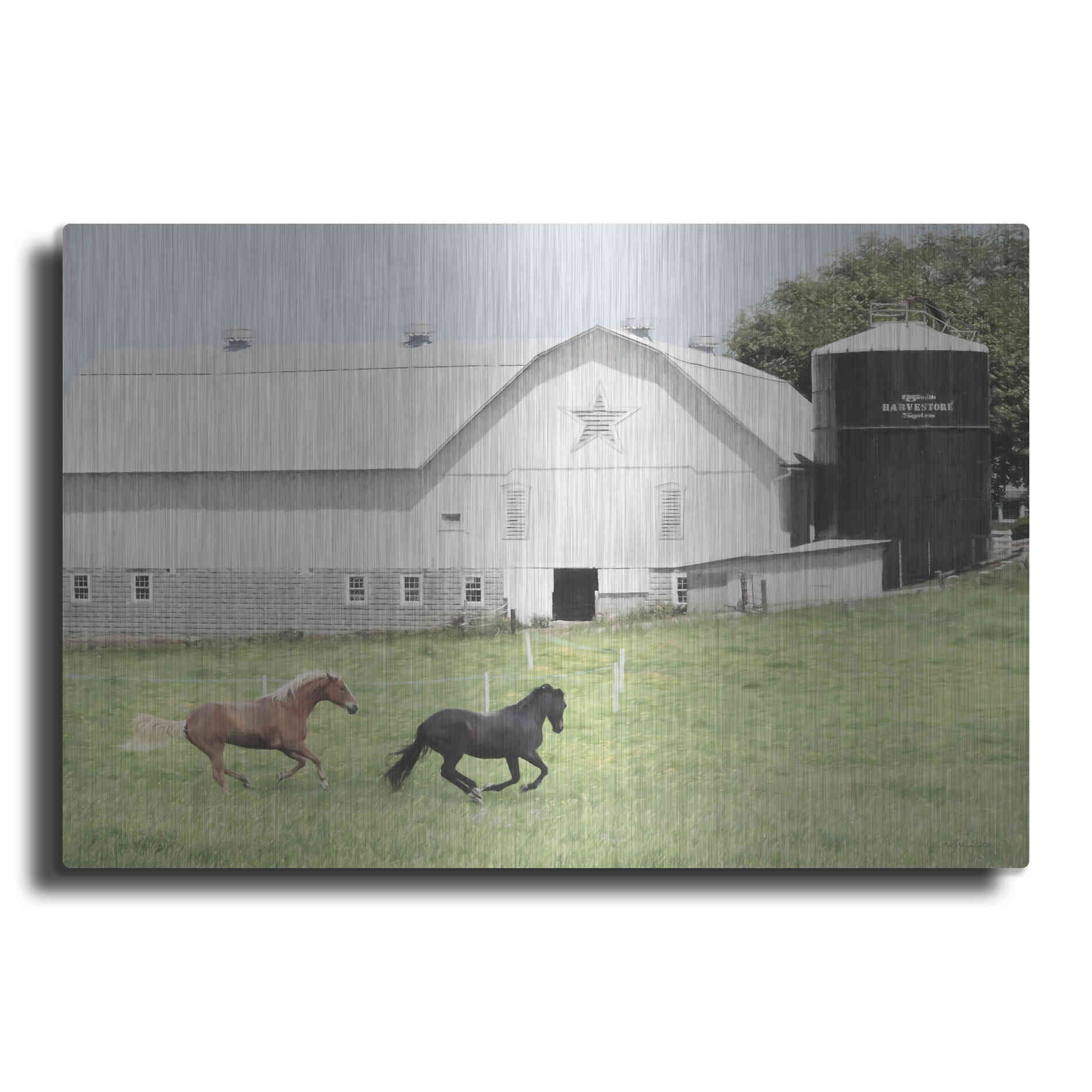 Luxe Metal Art 'Afternoon Run on the Farm' by Lori Deiter, Metal Wall Art