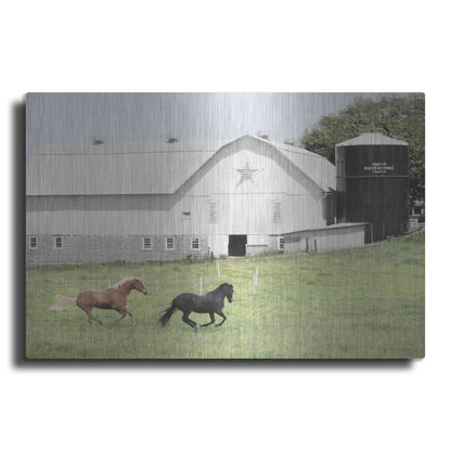 Luxe Metal Art 'Afternoon Run on the Farm' by Lori Deiter, Metal Wall Art