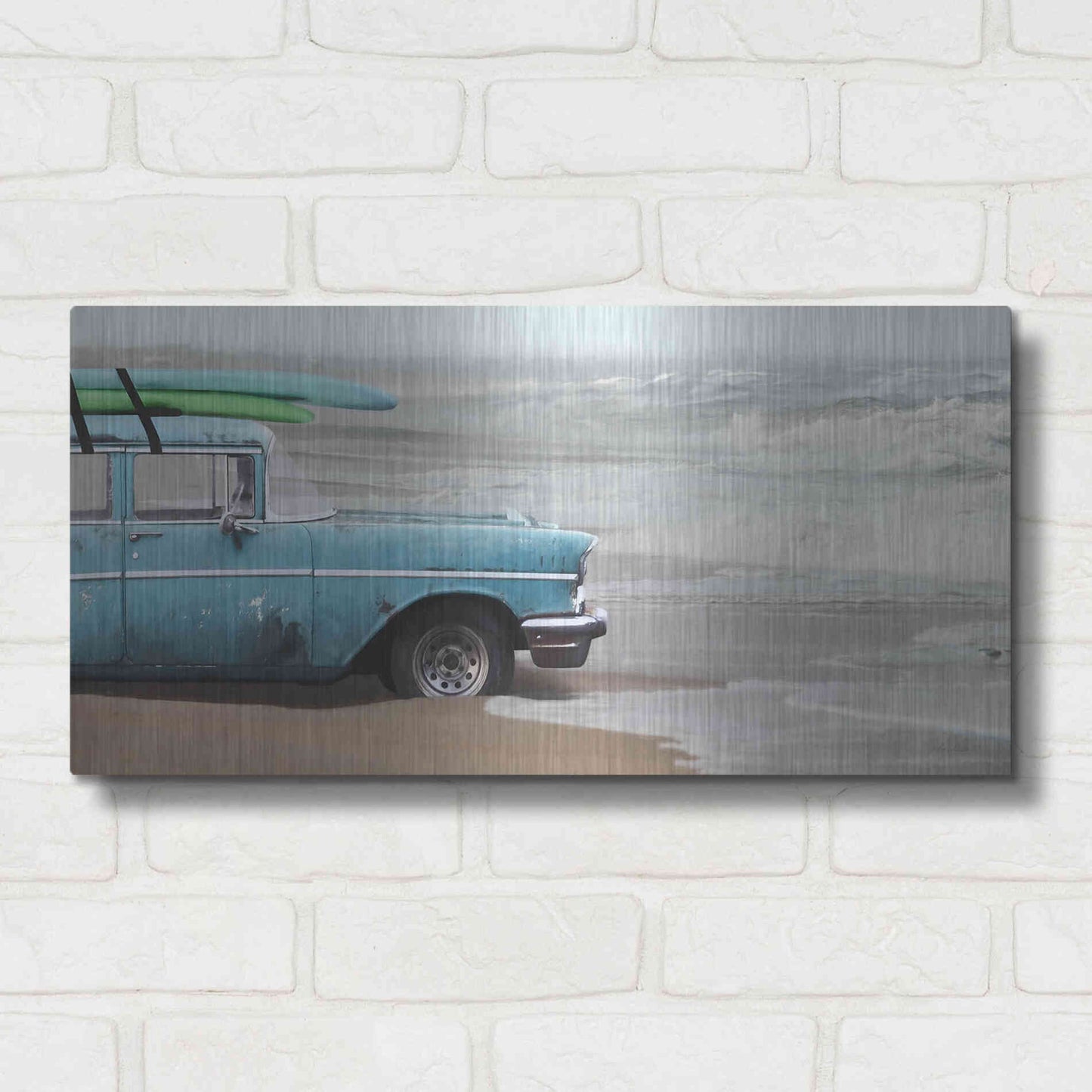 Luxe Metal Art 'My Wave is Waiting' by Lori Deiter, Metal Wall Art,24x12