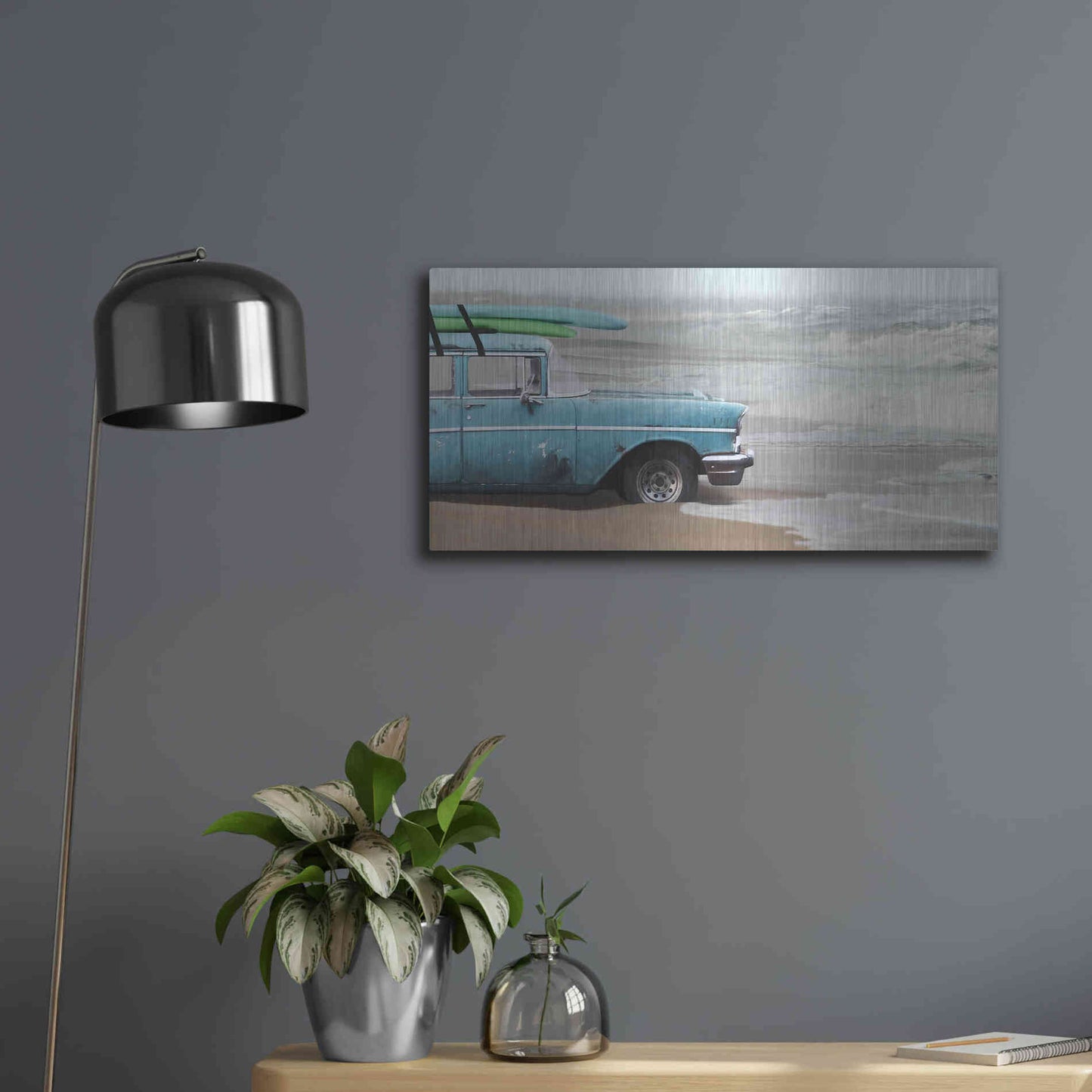 Luxe Metal Art 'My Wave is Waiting' by Lori Deiter, Metal Wall Art,24x12