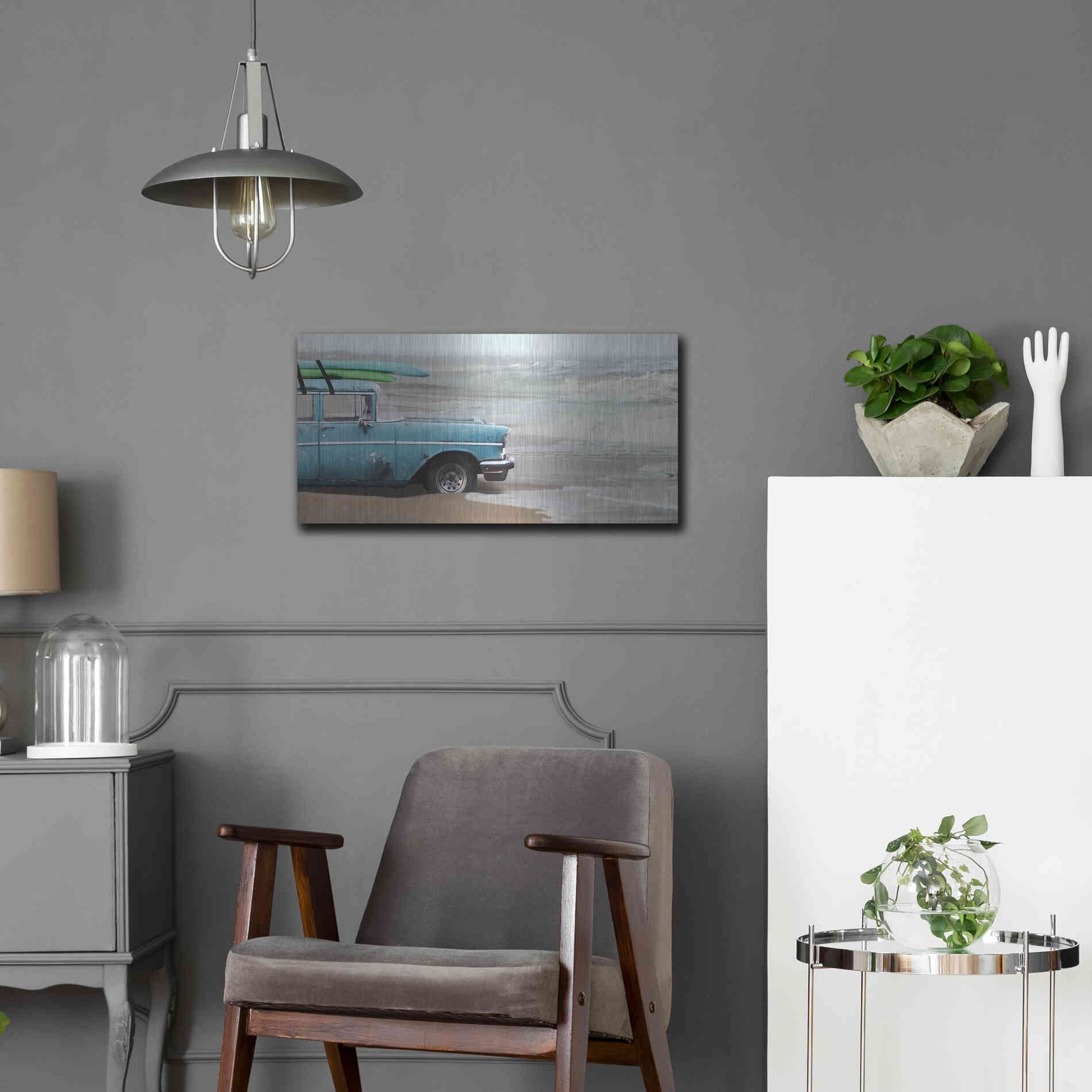 Luxe Metal Art 'My Wave is Waiting' by Lori Deiter, Metal Wall Art,24x12