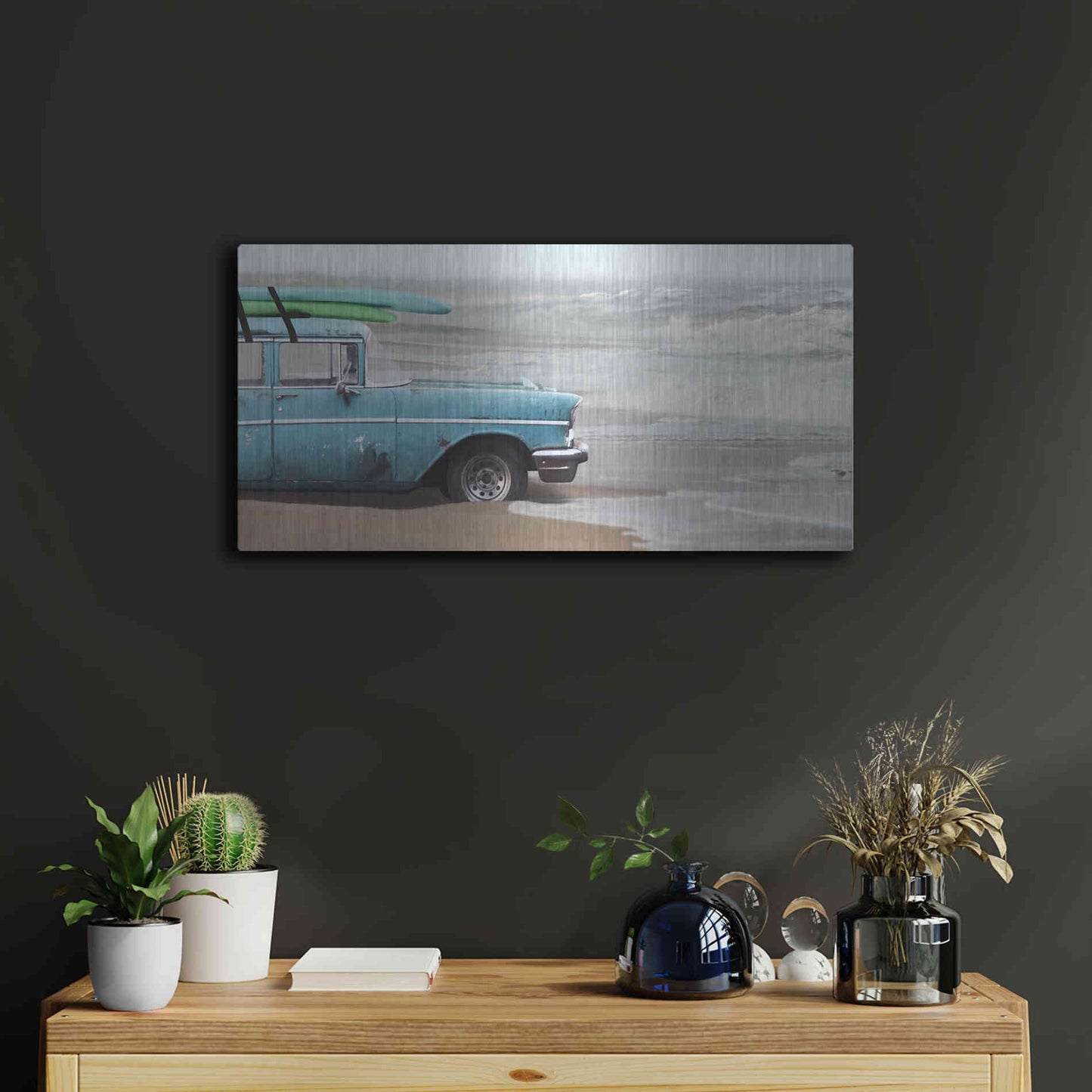 Luxe Metal Art 'My Wave is Waiting' by Lori Deiter, Metal Wall Art,24x12