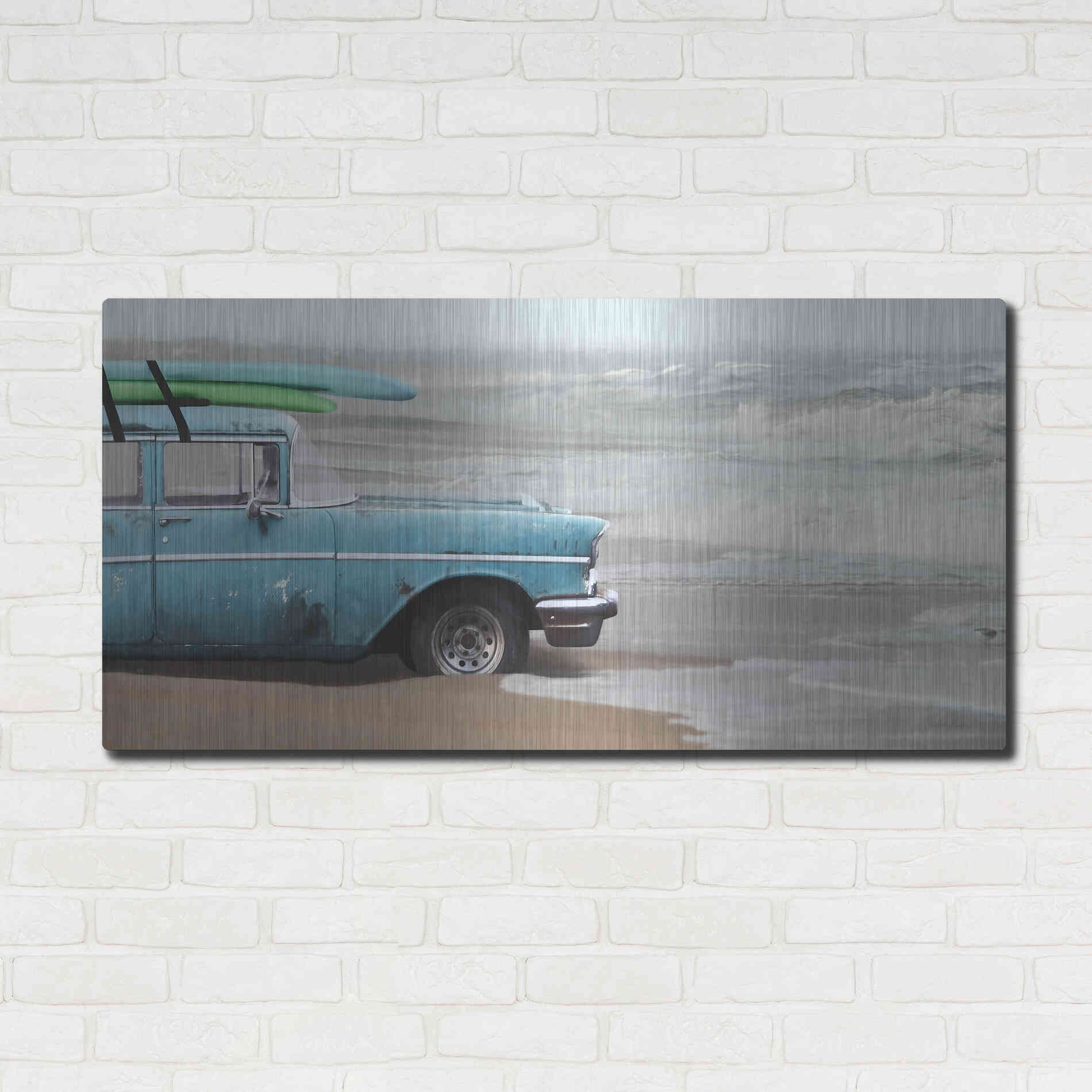 Luxe Metal Art 'My Wave is Waiting' by Lori Deiter, Metal Wall Art,48x24