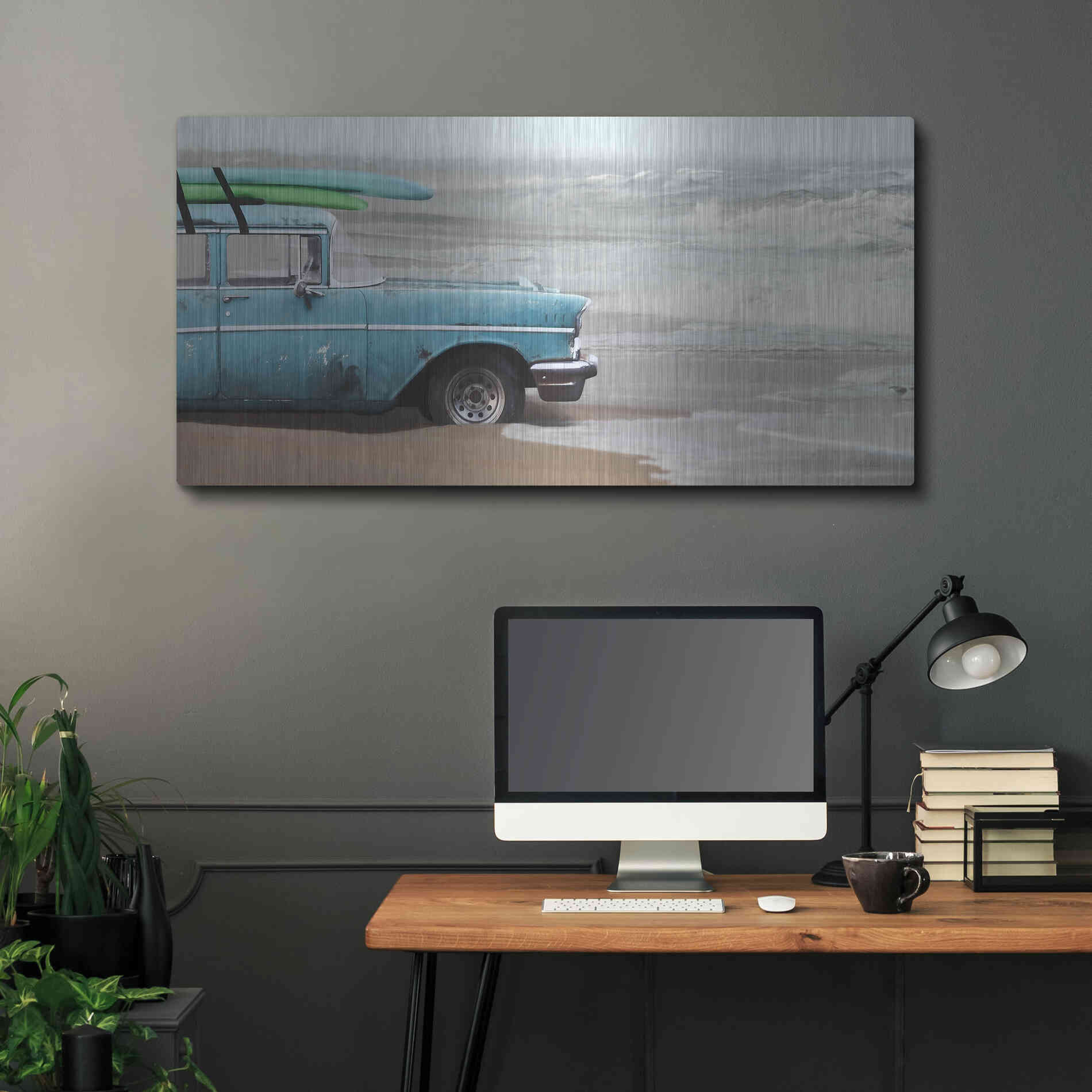 Luxe Metal Art 'My Wave is Waiting' by Lori Deiter, Metal Wall Art,48x24