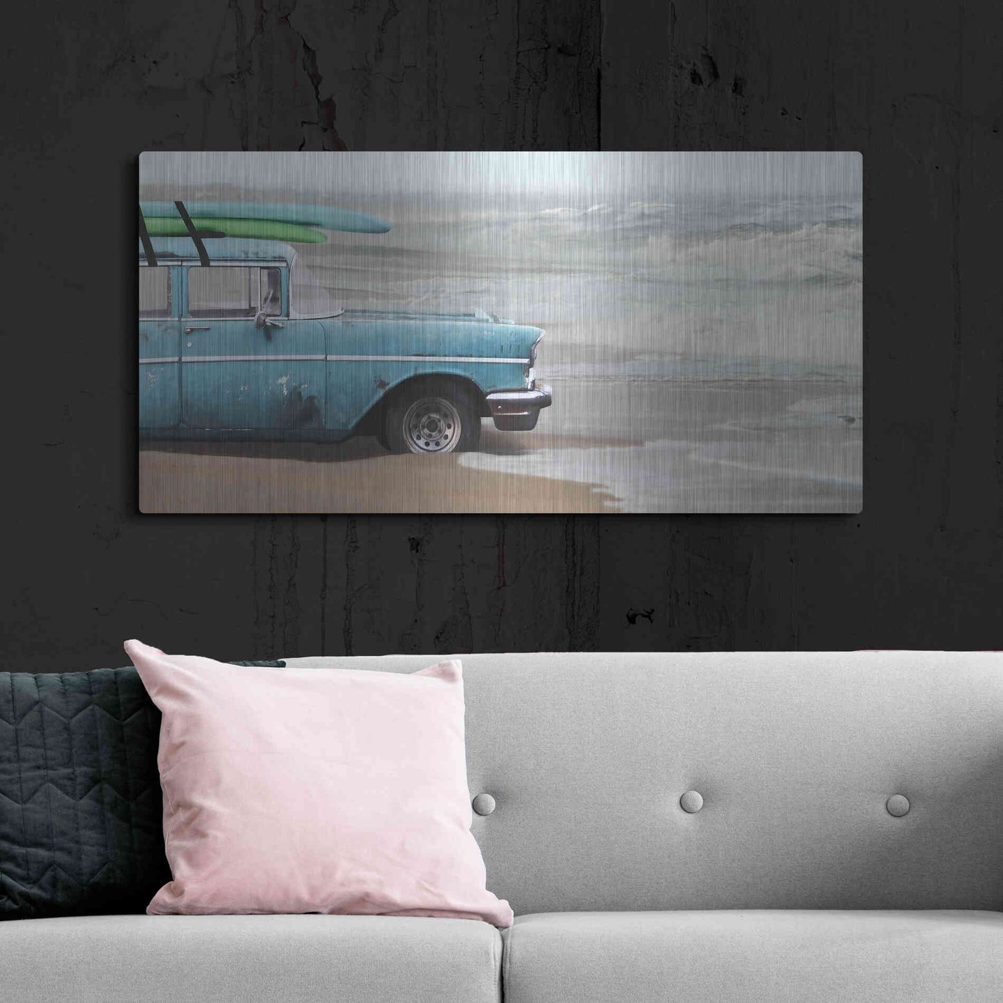 Luxe Metal Art 'My Wave is Waiting' by Lori Deiter, Metal Wall Art,48x24