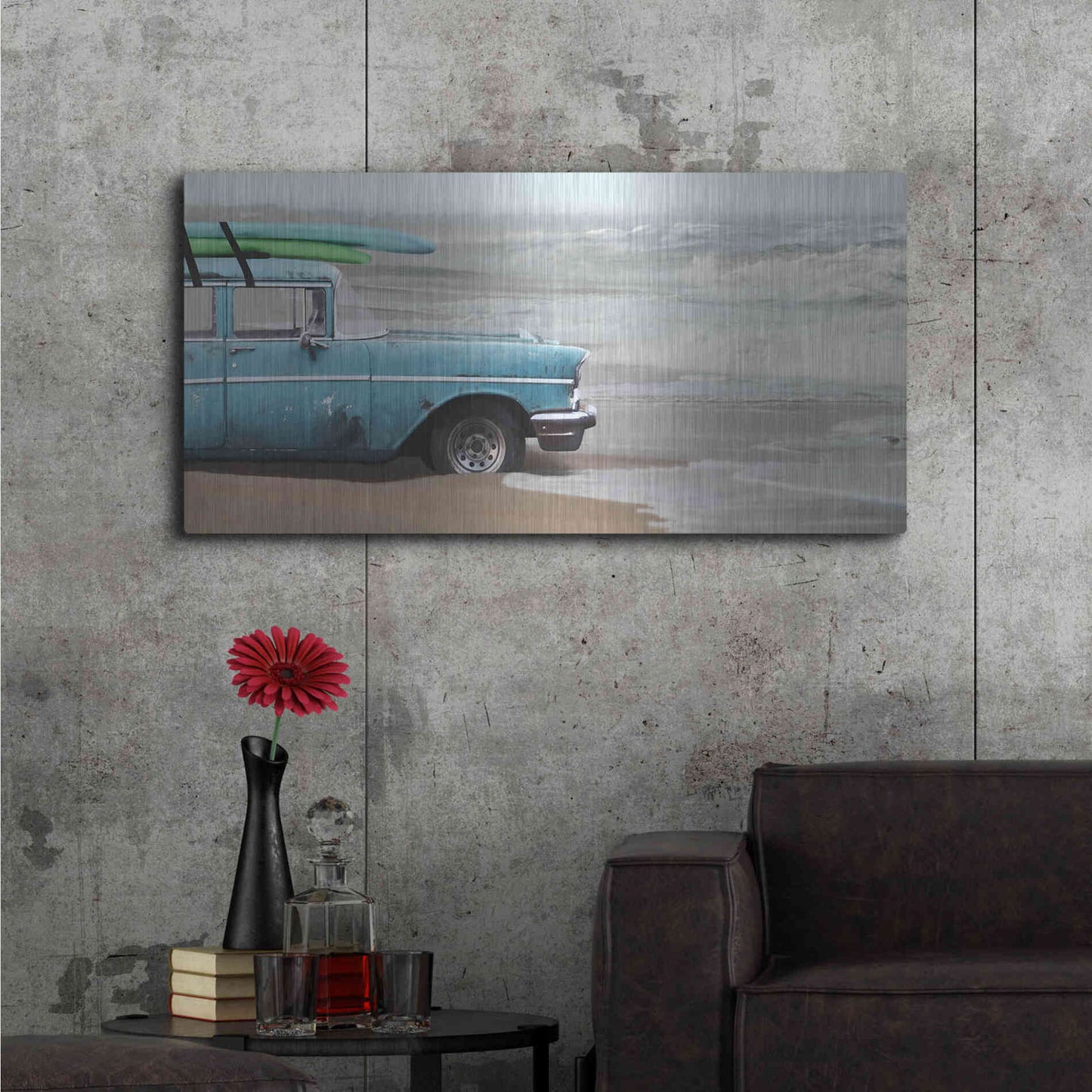 Luxe Metal Art 'My Wave is Waiting' by Lori Deiter, Metal Wall Art,48x24