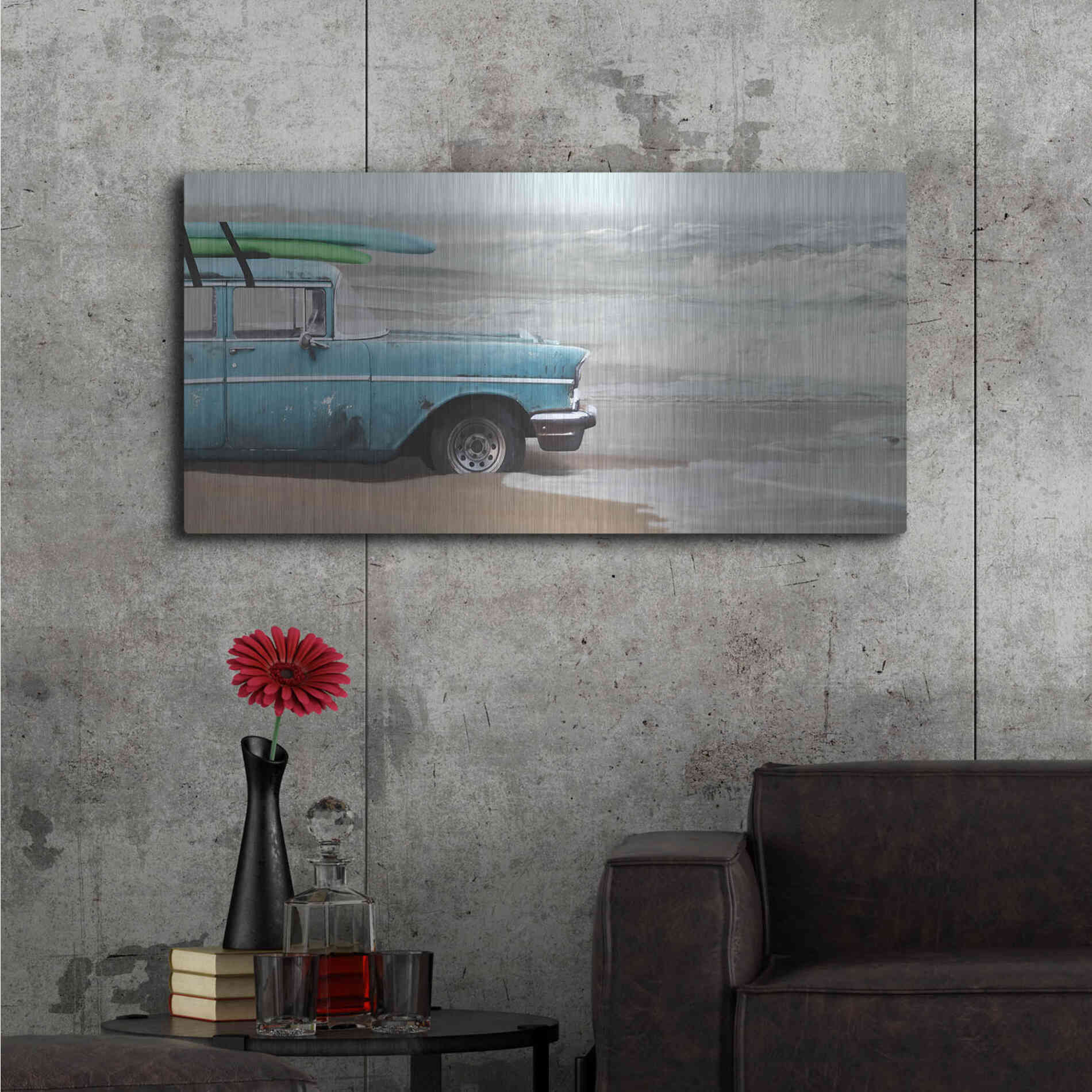 Luxe Metal Art 'My Wave is Waiting' by Lori Deiter, Metal Wall Art,48x24