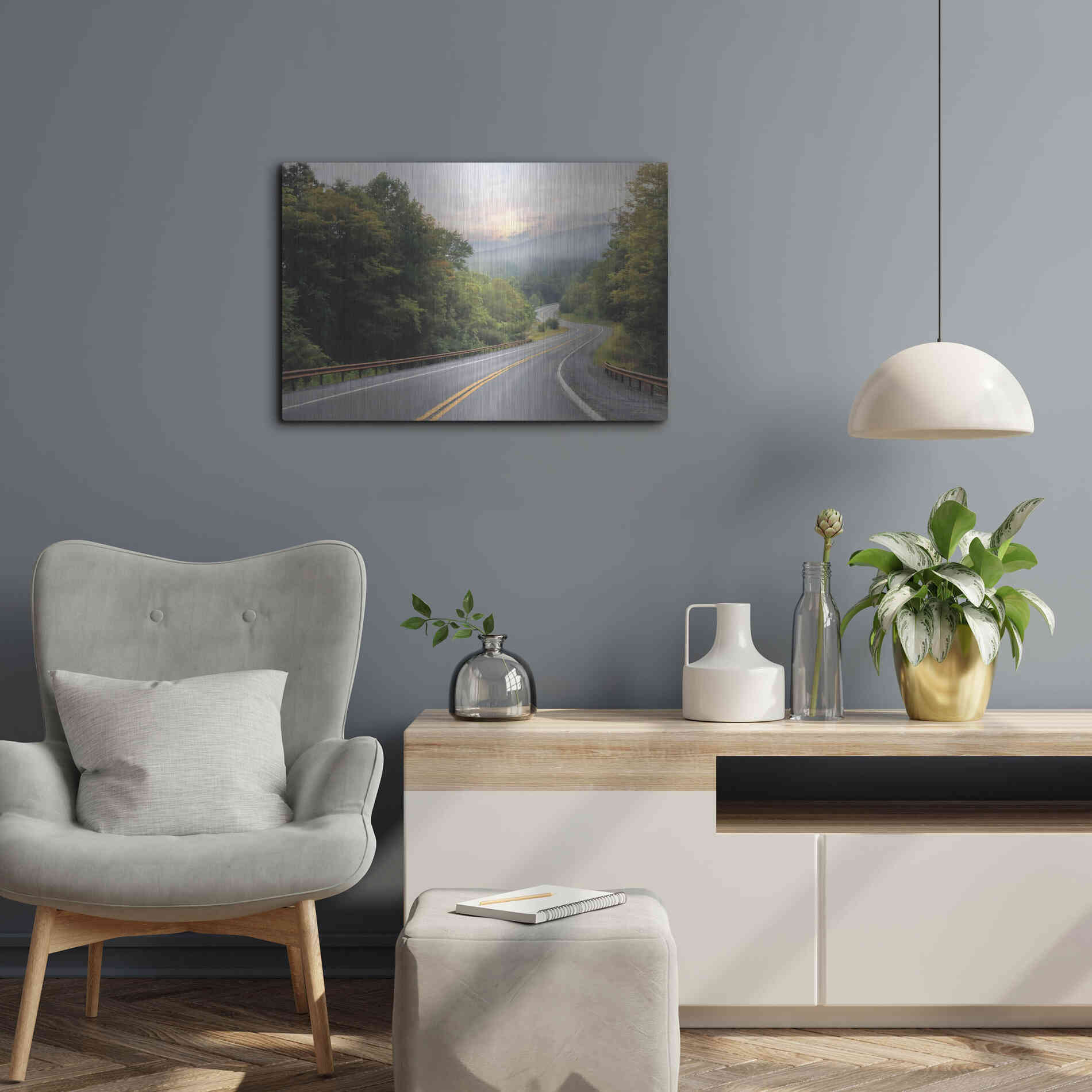 Luxe Metal Art 'Curve Ahead' by Lori Deiter, Metal Wall Art,24x16