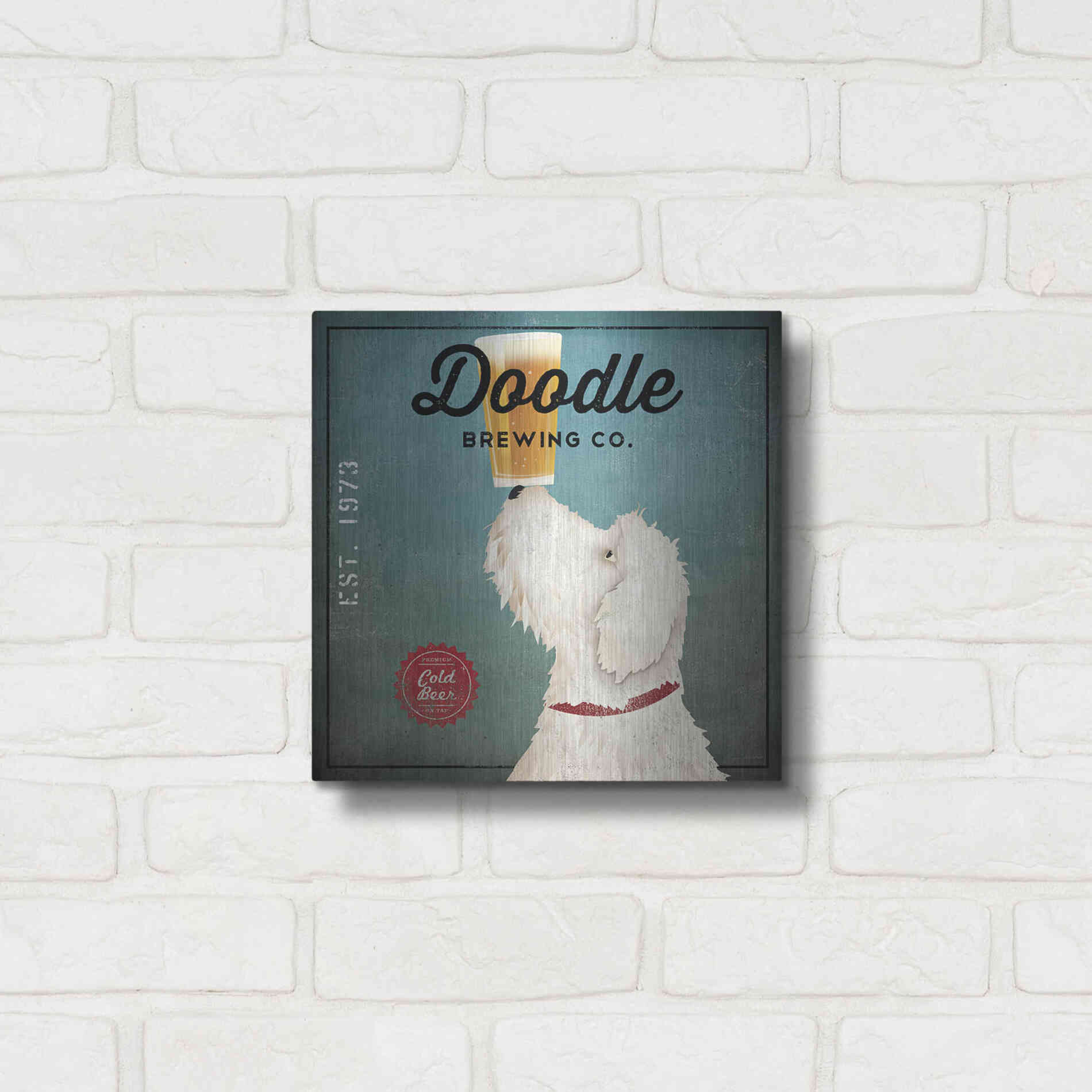 Luxe Metal Art 'Doodle Beer' by Ryan Fowler, Metal Wall Art,12x12