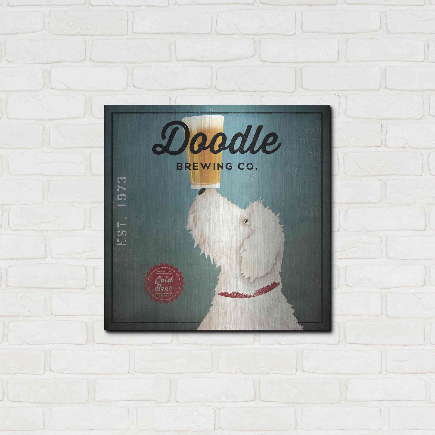 Luxe Metal Art 'Doodle Beer' by Ryan Fowler, Metal Wall Art,24x24