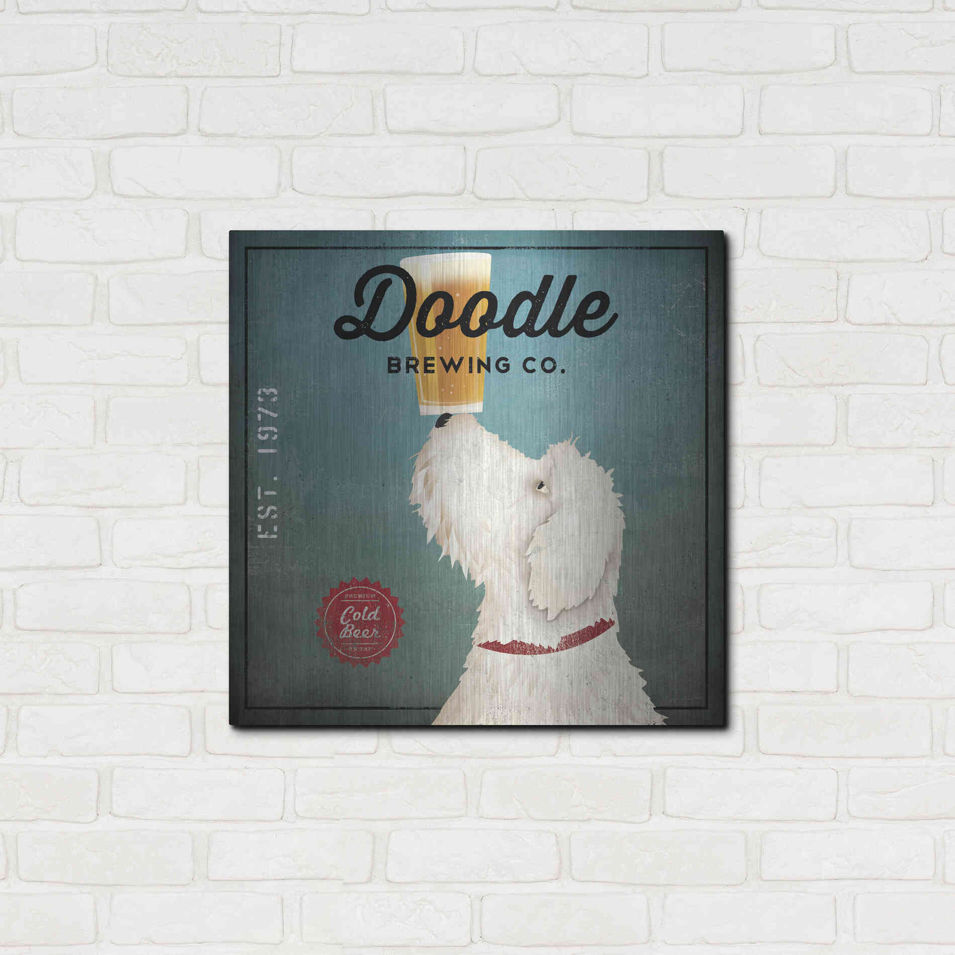 Luxe Metal Art 'Doodle Beer' by Ryan Fowler, Metal Wall Art,24x24